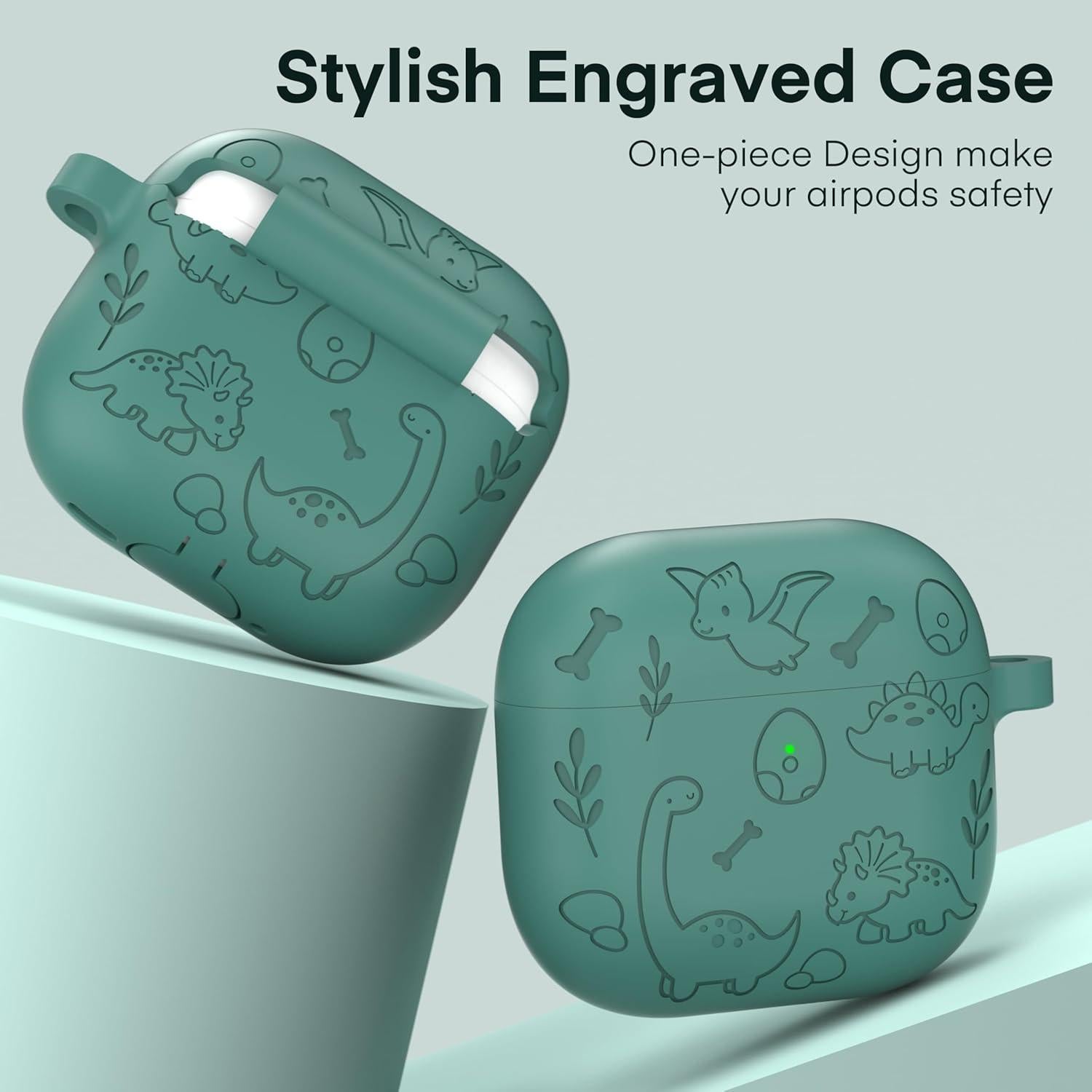 Funda Protectora Silicona Maxjoy para AirPods 4 - Dinosaurio
