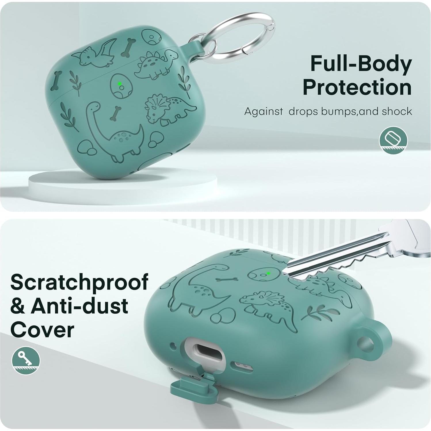 Funda Protectora Silicona Maxjoy para AirPods 4 - Dinosaurio