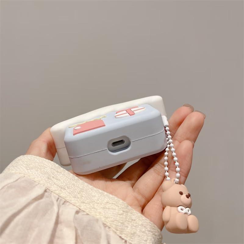 Funda de Silicona para AirPods 1 y 2 Casa de Nieve con Llavero