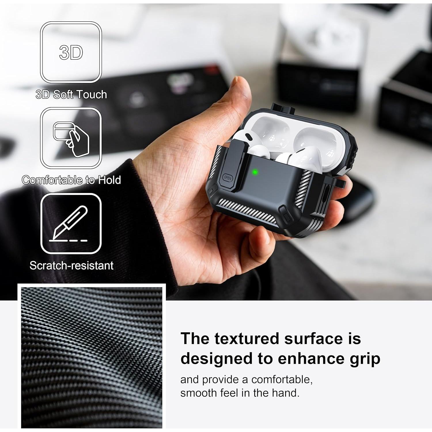 Funda Protectora RFUNGUANGO para AirPods Pro 2da Gen con Kit de Limpieza