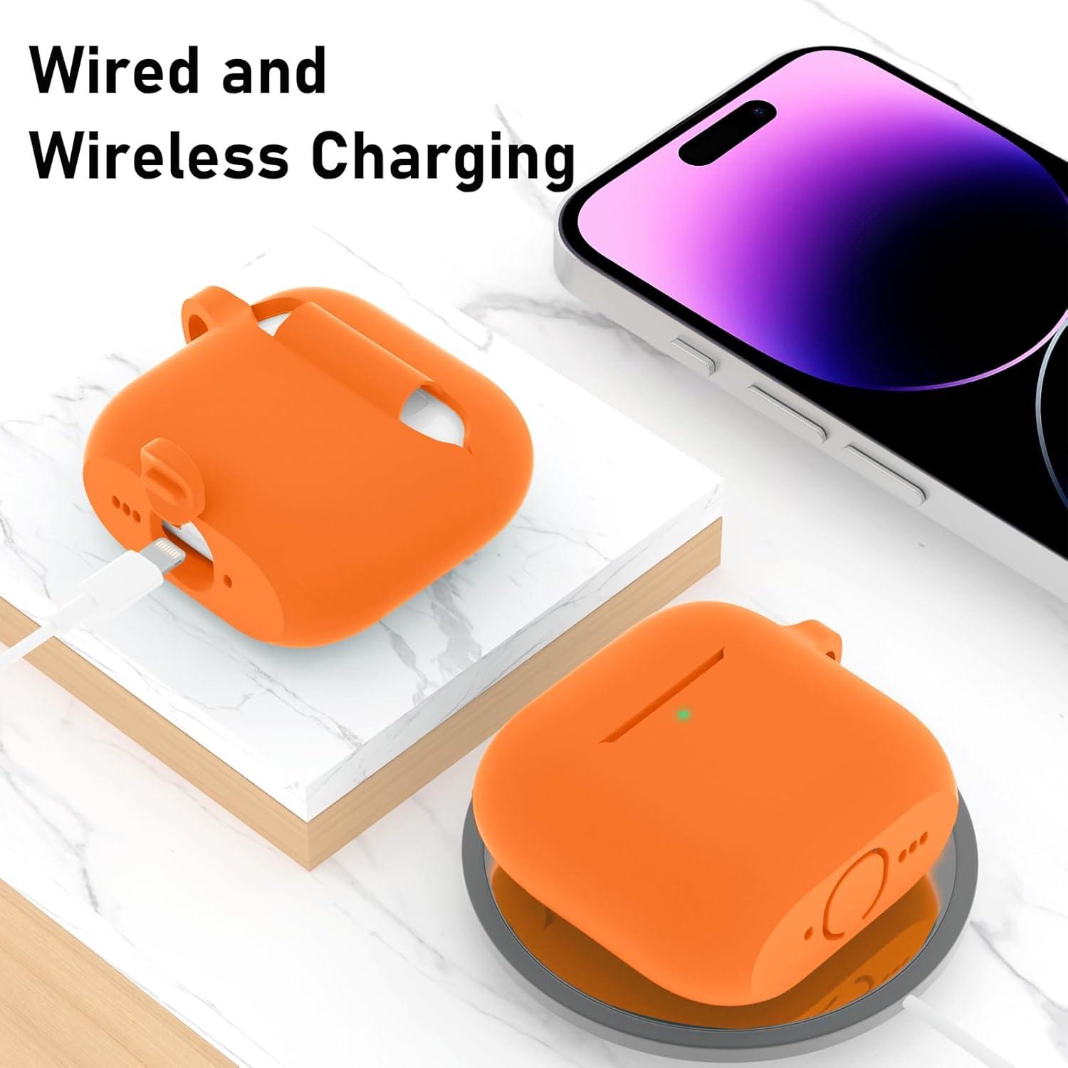 Funda de Silicona SATLITOG para AirPods 4 - Naranja Brillante