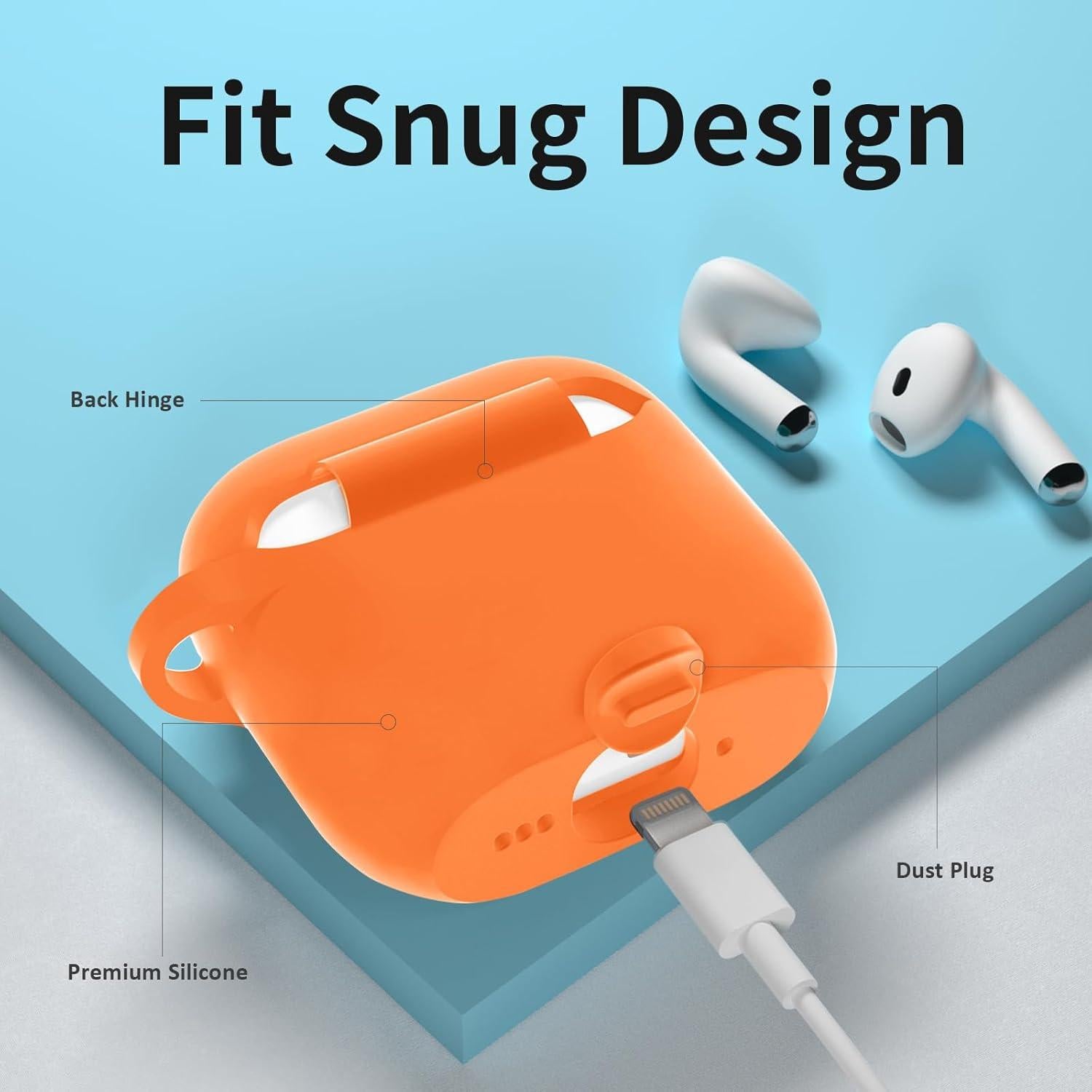 Funda de Silicona SATLITOG para AirPods 4 - Naranja Brillante