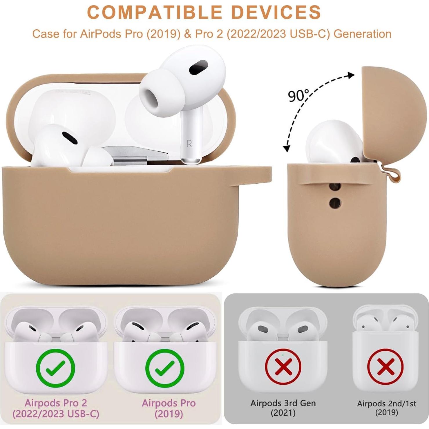 Funda de Silicona KOUJAON para AirPods Pro 2da/1ra Gen con Llavero