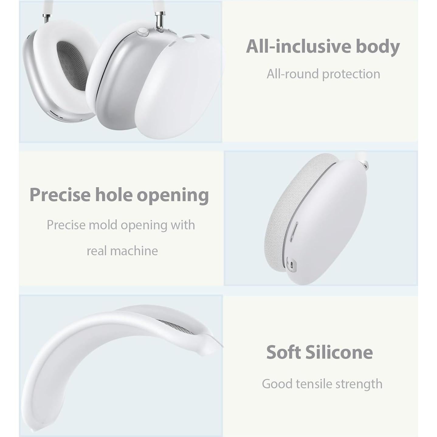 Funda de Silicona TUNYINSH 3 en 1 para AirPods Max - Blanco