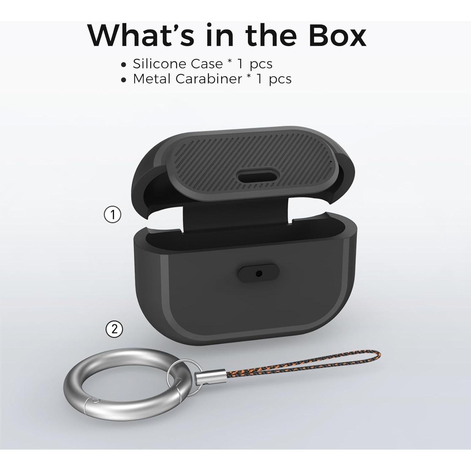 Funda de Silicona TRONWIN para AirPods Pro 2/1 - Negro con Bloqueo