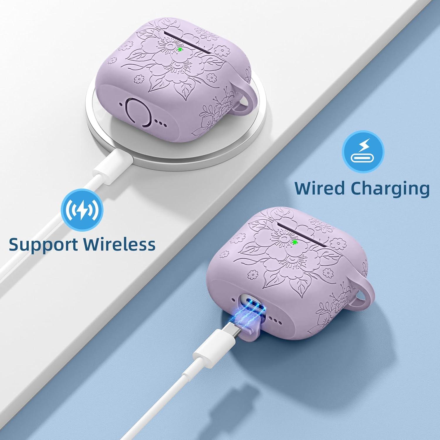 Funda Protectora Silicona Lavanda para AirPods 4 con Kit de Limpieza