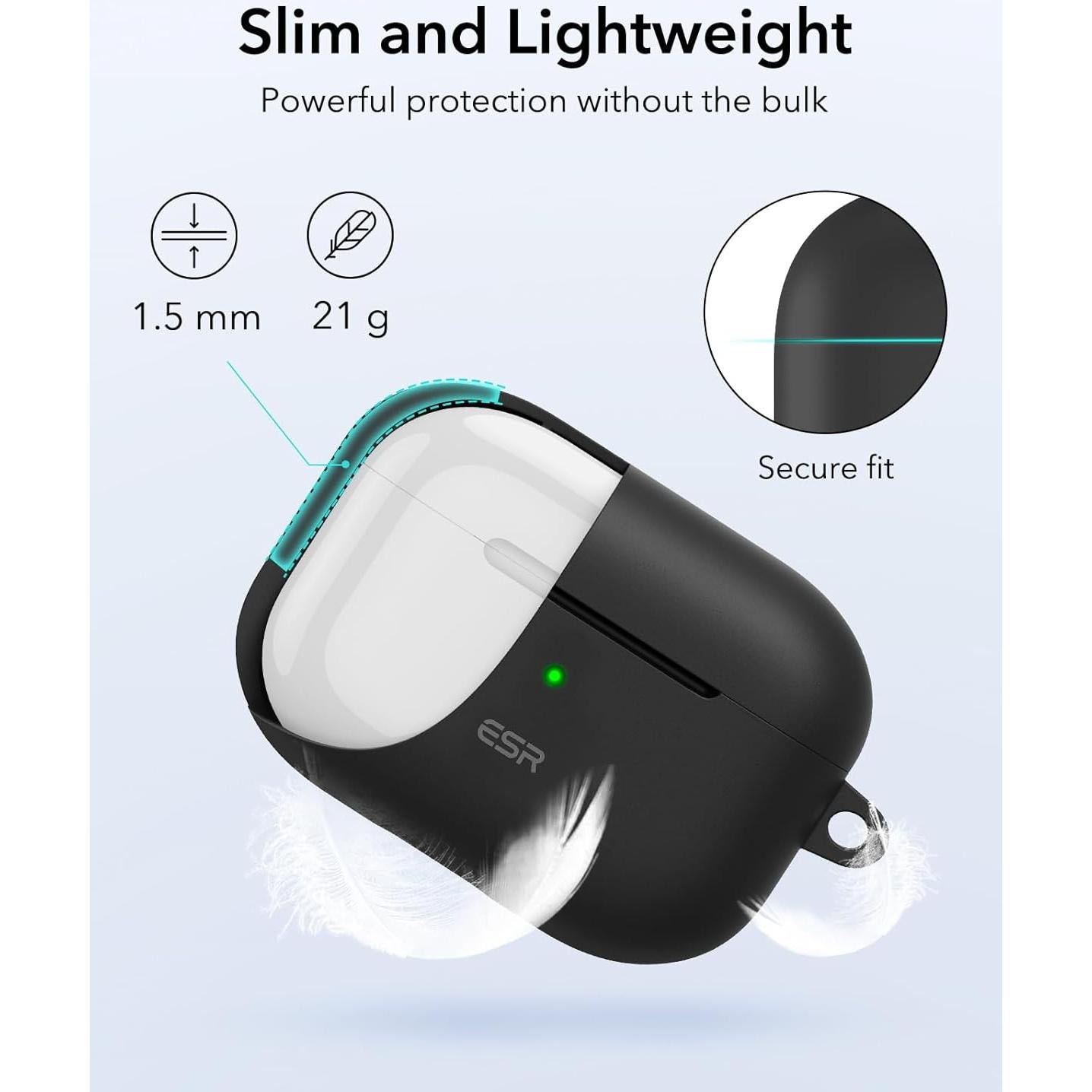 Funda ESR para AirPods Pro 2da Gen. Negra - Protección Completa