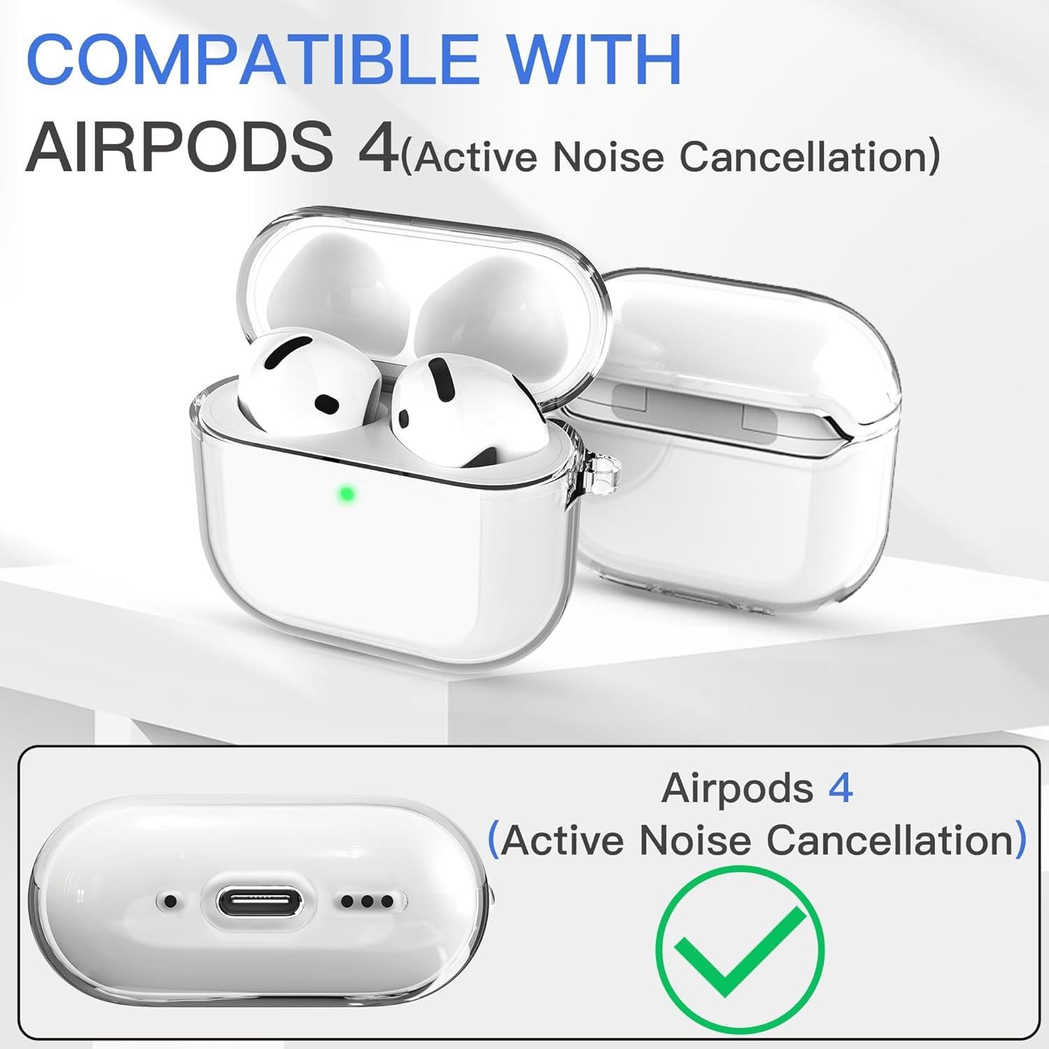 Funda TPU Clara para AirPods 4 con Kit de Limpieza y Llavero