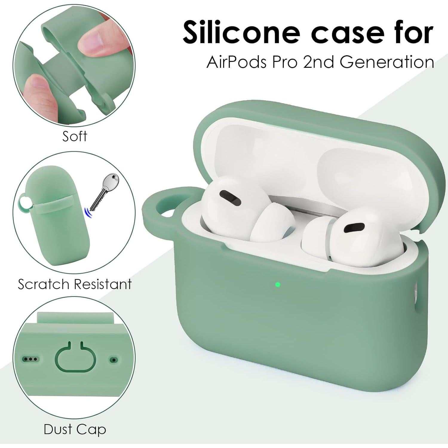 Funda Protectora de Silicona para AirPods Pro 2 - Verde Cactus