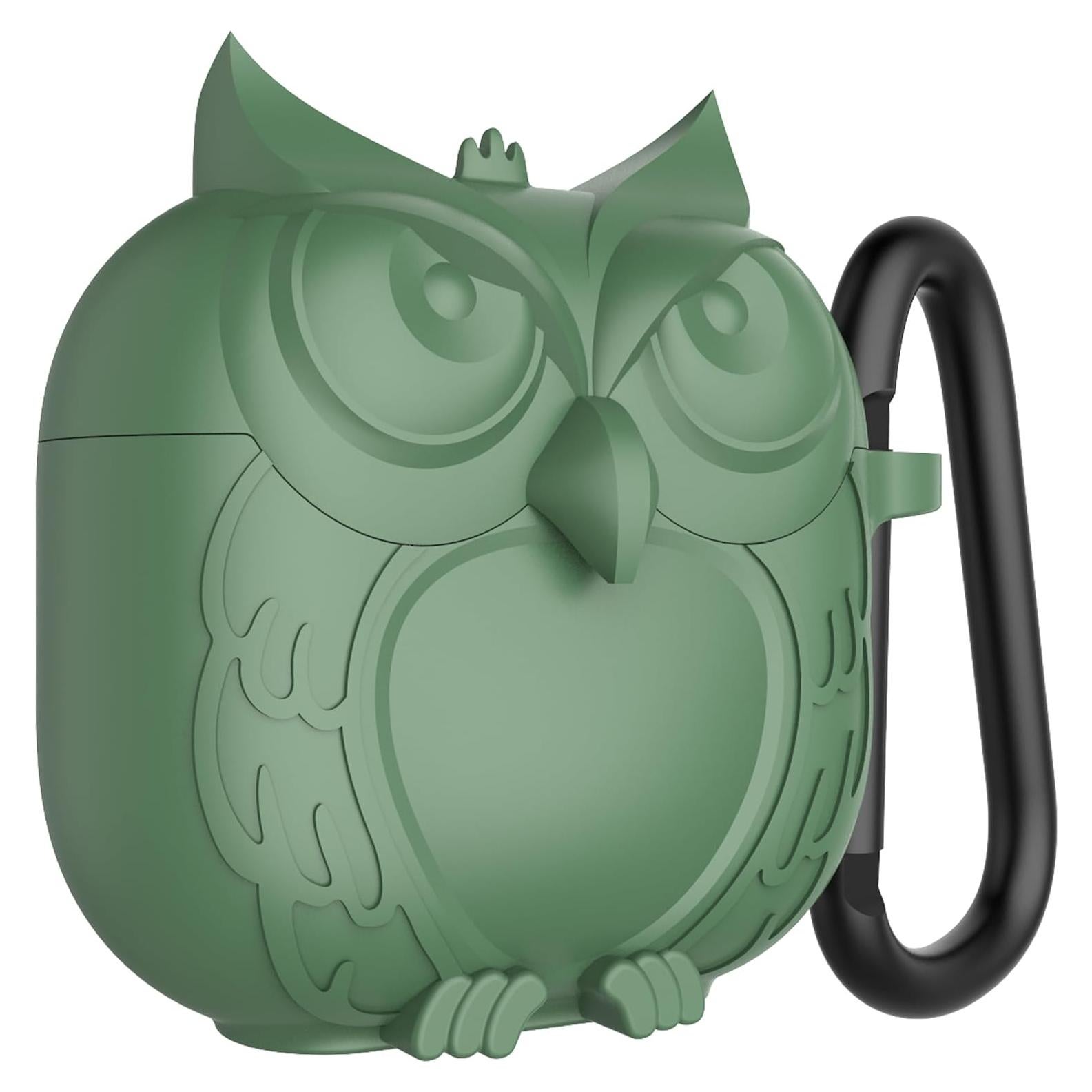 Funda de Silicona HOOKMEMO para AirPods 4 - Diseño Búho Verde