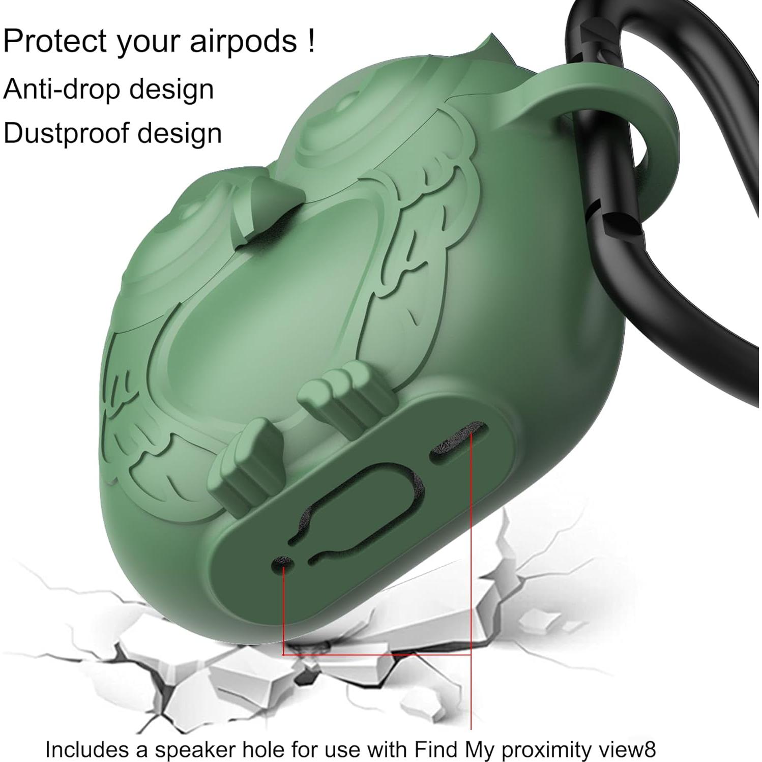 Funda de Silicona HOOKMEMO para AirPods 4 - Diseño Búho Verde