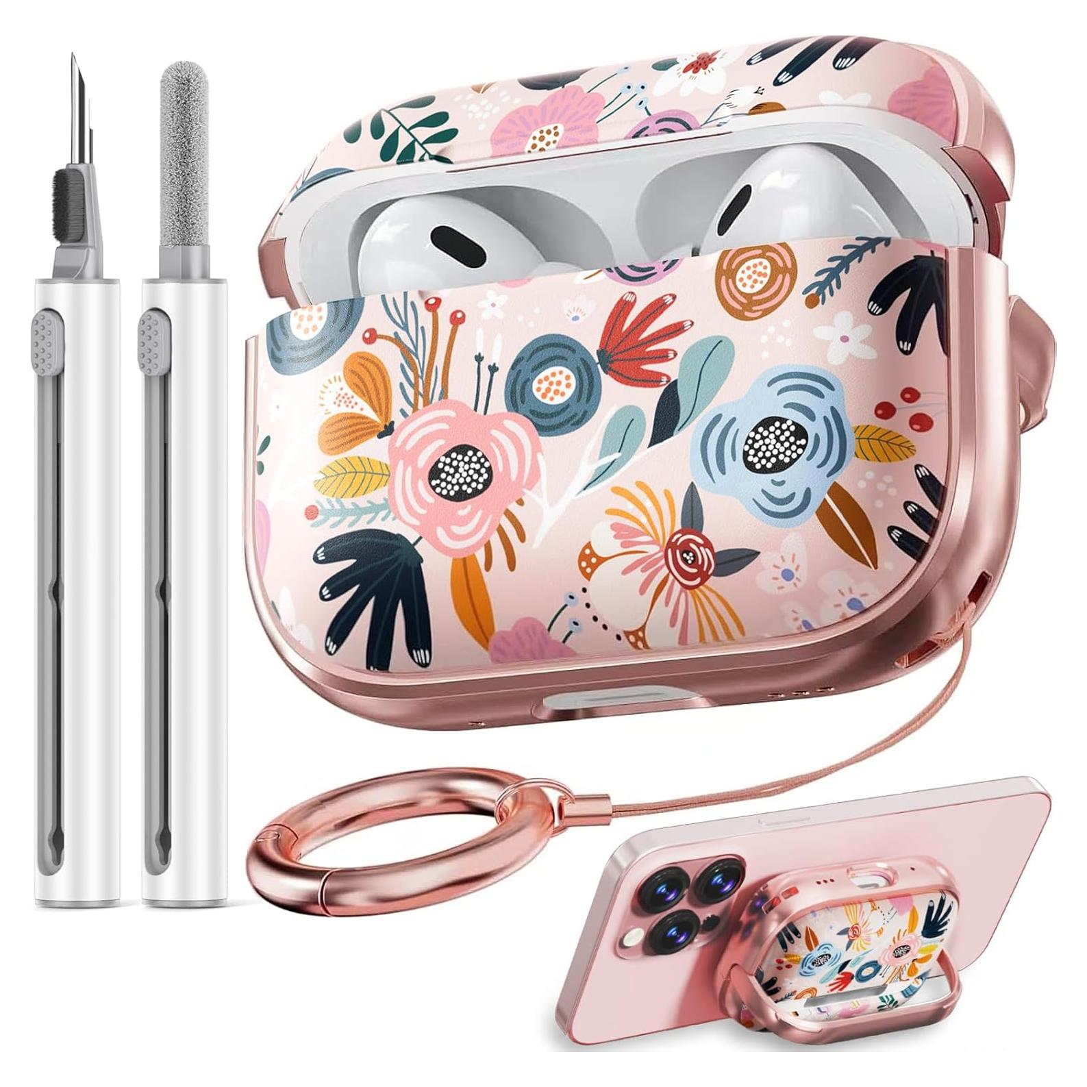 Funda Dura Inesore para AirPods Pro 2da Gen Rosa con Kit de Limpieza