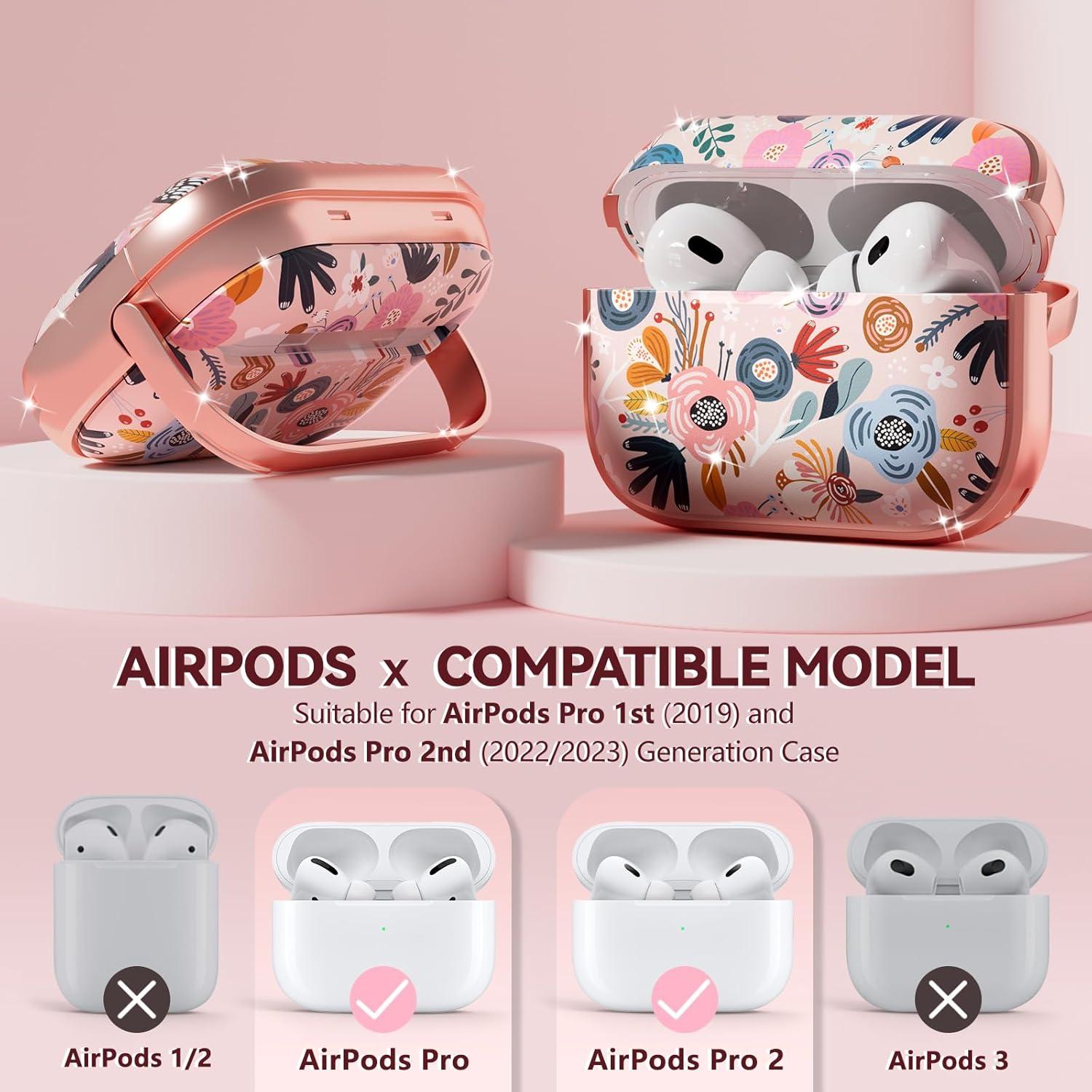Funda Dura Inesore para AirPods Pro 2da Gen Rosa con Kit de Limpieza