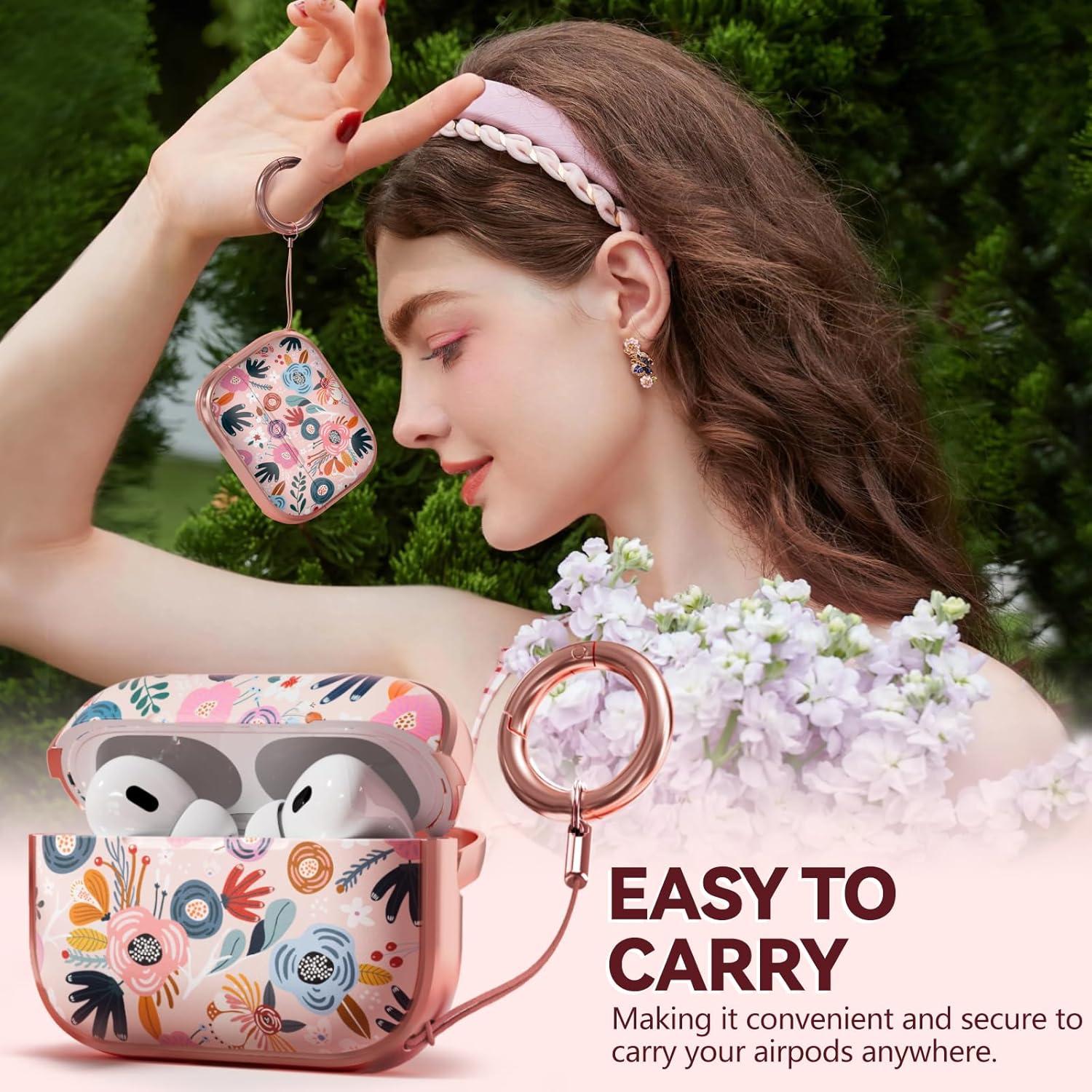 Funda Dura Inesore para AirPods Pro 2da Gen Rosa con Kit de Limpieza