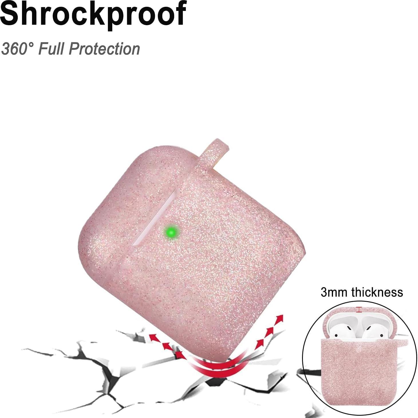 Funda de Silicona Brillante YOMPLOW para AirPods 2 y 1 - Oro Rosa