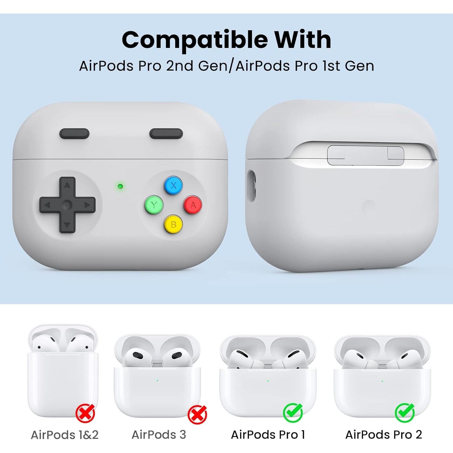 Funda de Silicona Delidigi para AirPods Pro 2 - Gris Claro