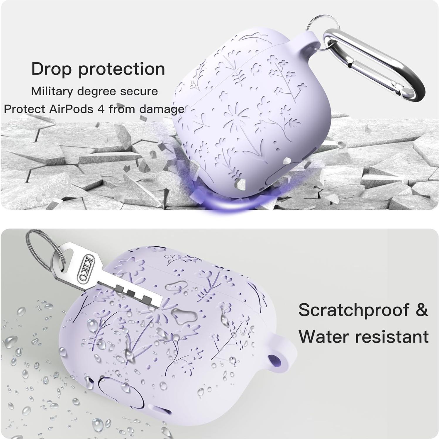 Funda Silicona DamonLight para AirPods 4 con Llavero y Limpieza