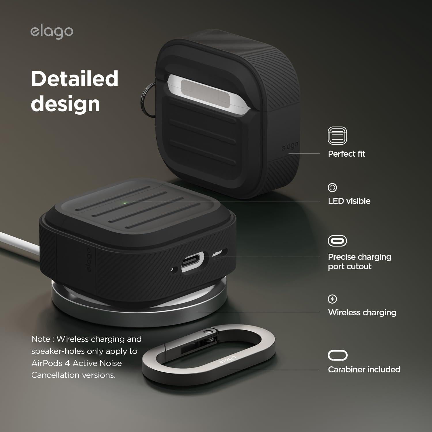 Funda elago Armor para AirPods 4 - Resistente a golpes, Negro