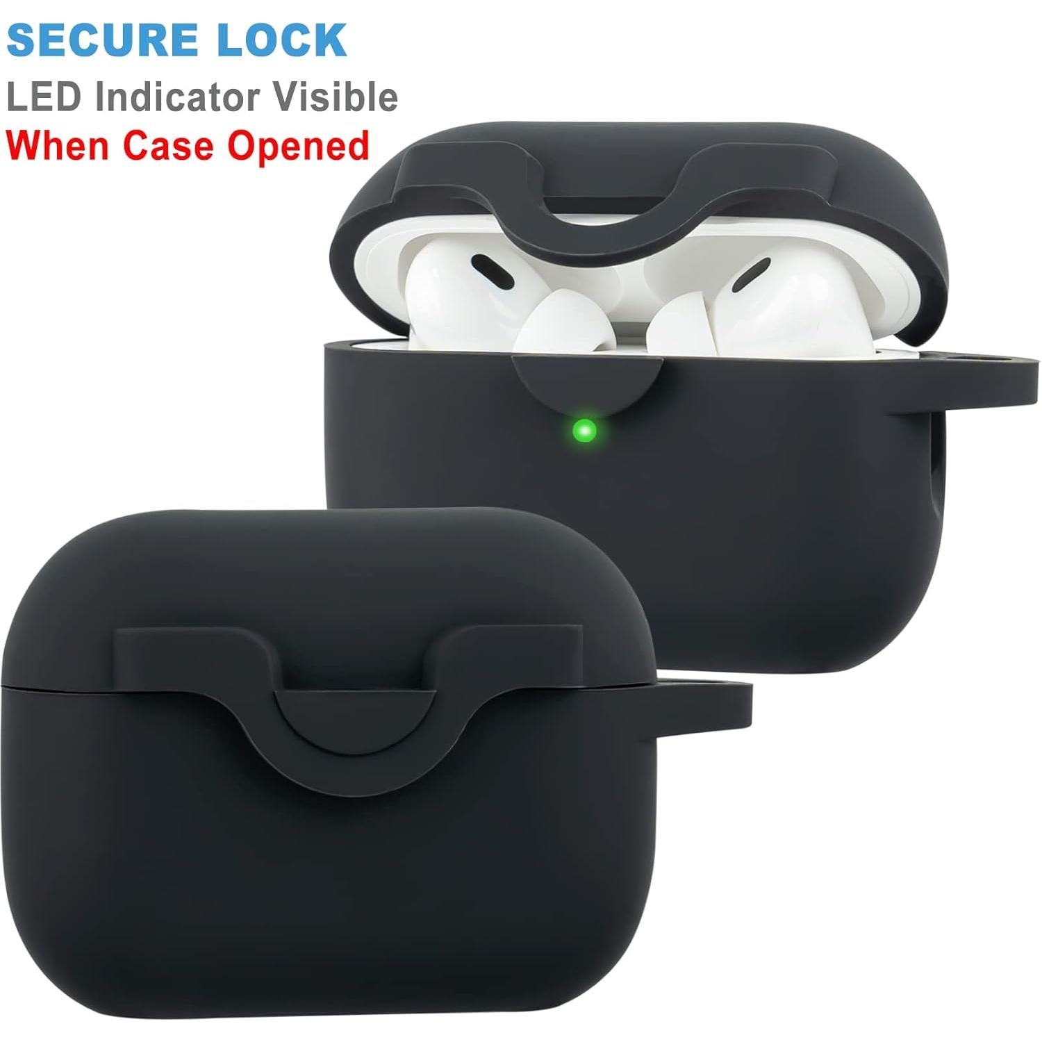Funda de silicona VOTILE para AirPods Pro 2 - Negro con llavero