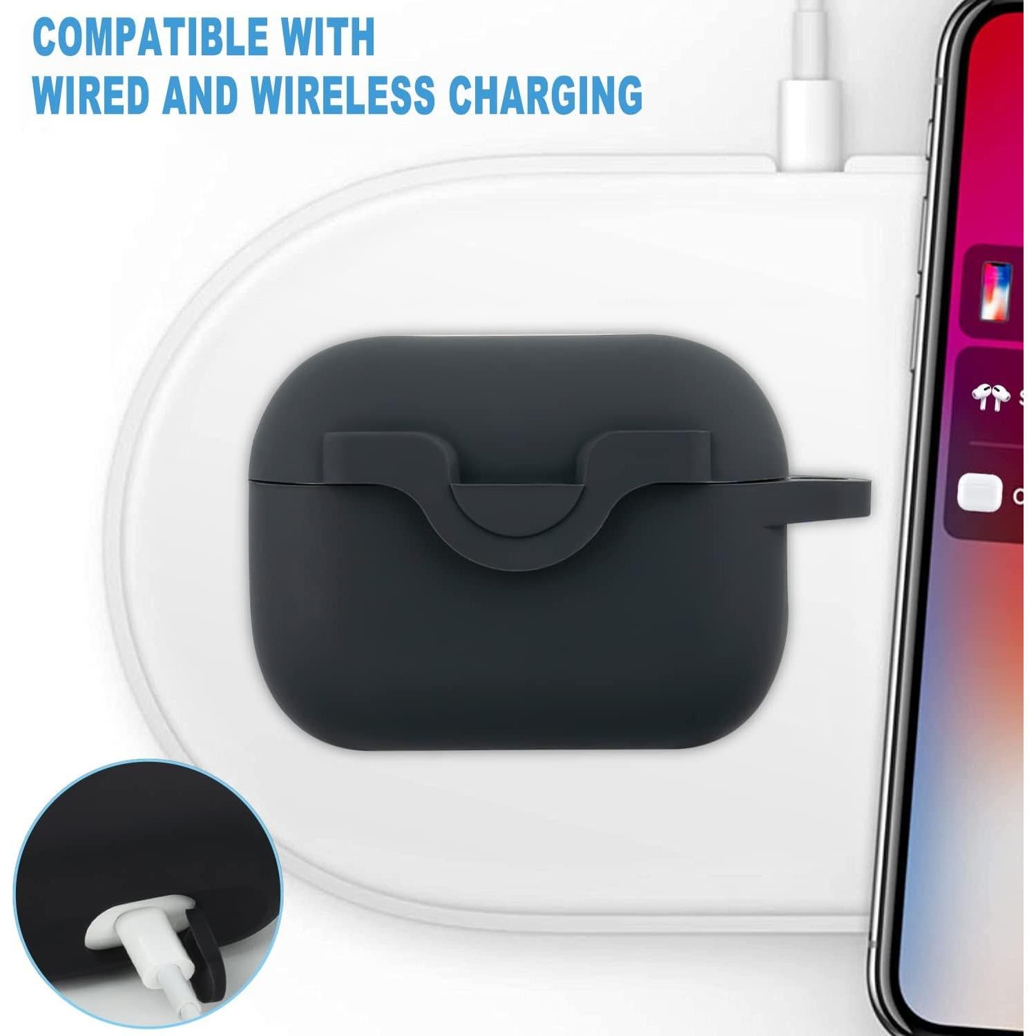 Funda de silicona VOTILE para AirPods Pro 2 - Negro con llavero