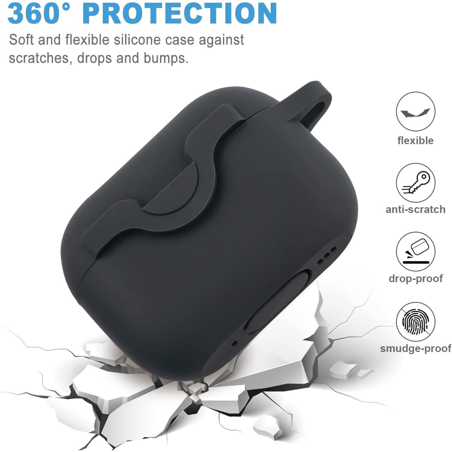 Funda de silicona VOTILE para AirPods Pro 2 - Negro con llavero