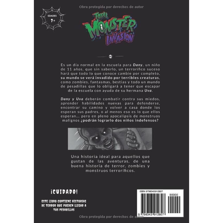 Total Monster Invasion. Volumen 1: La Aventura Inicia: Novela Gráfica de Terror (Versión blanco y negro) (Spanish Edition)