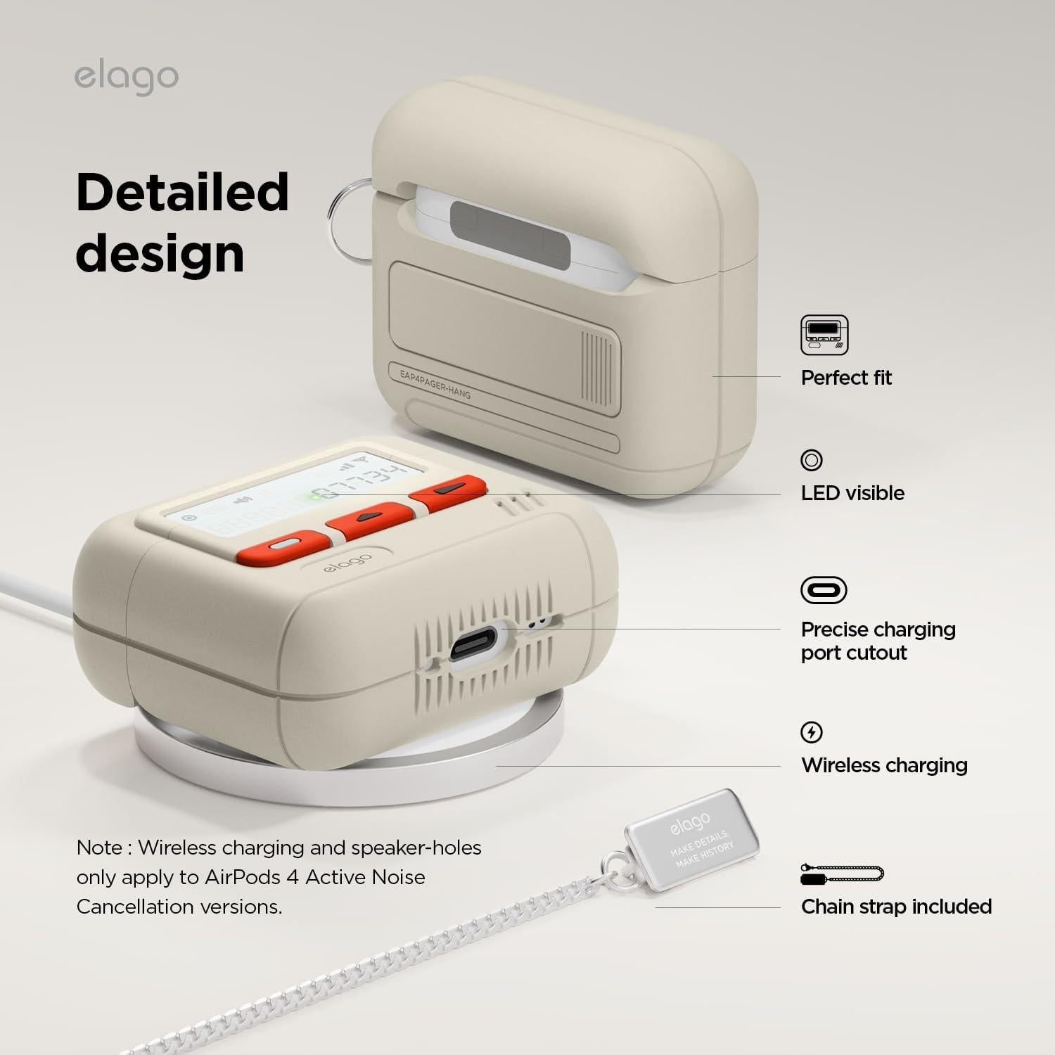 Funda de Silicona elago para AirPods 4 - Resistente a Golpes - Blanco