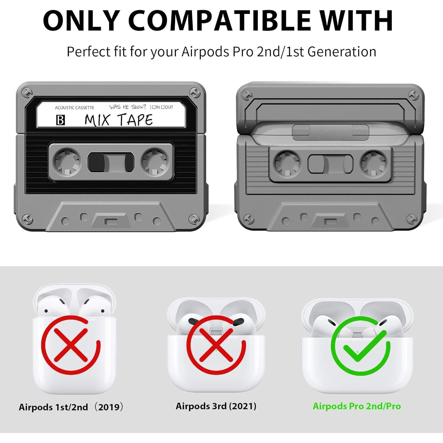 Funda Silicona KOREDA para AirPods Pro 1/2 - Diseño Cinta Casete