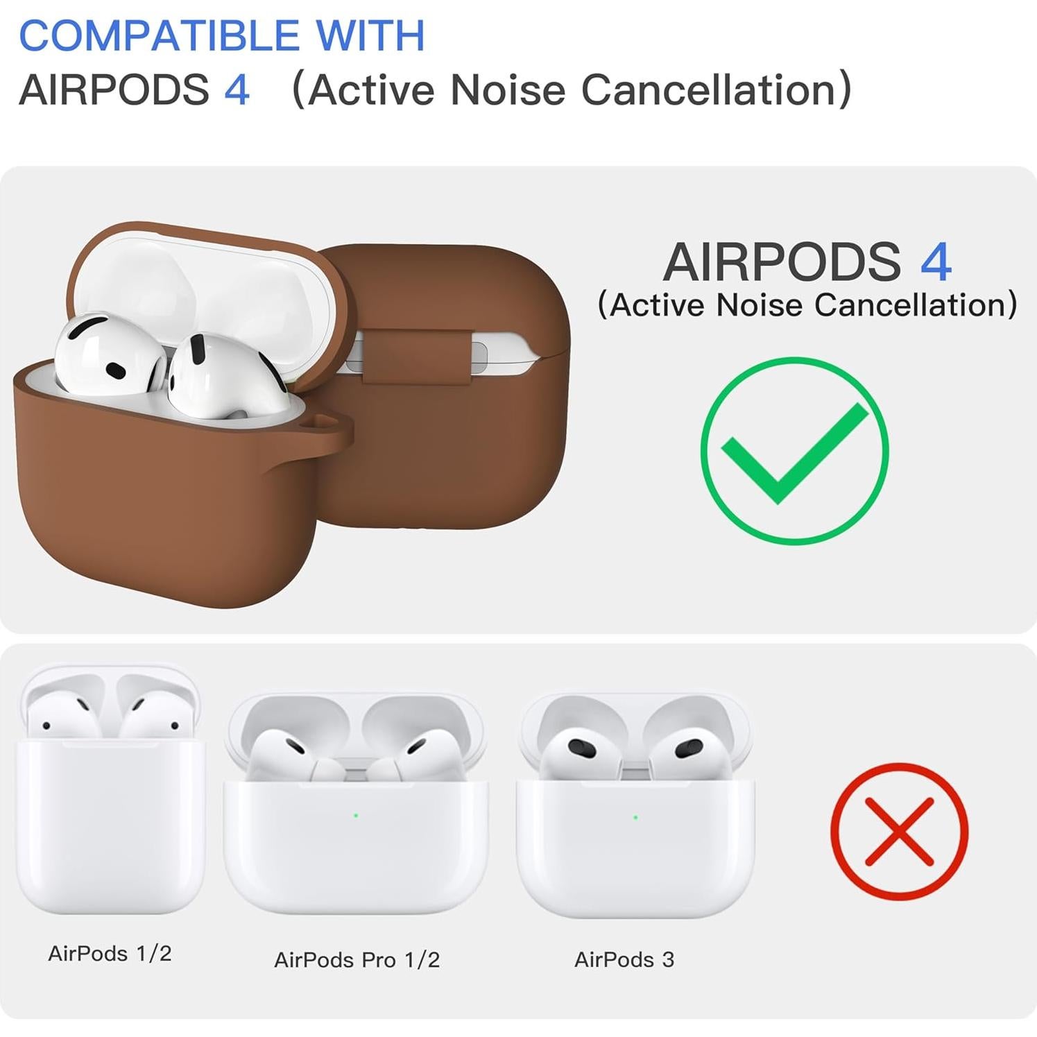 Funda Protectora de Silicona Brujula para AirPods 4 Marrón