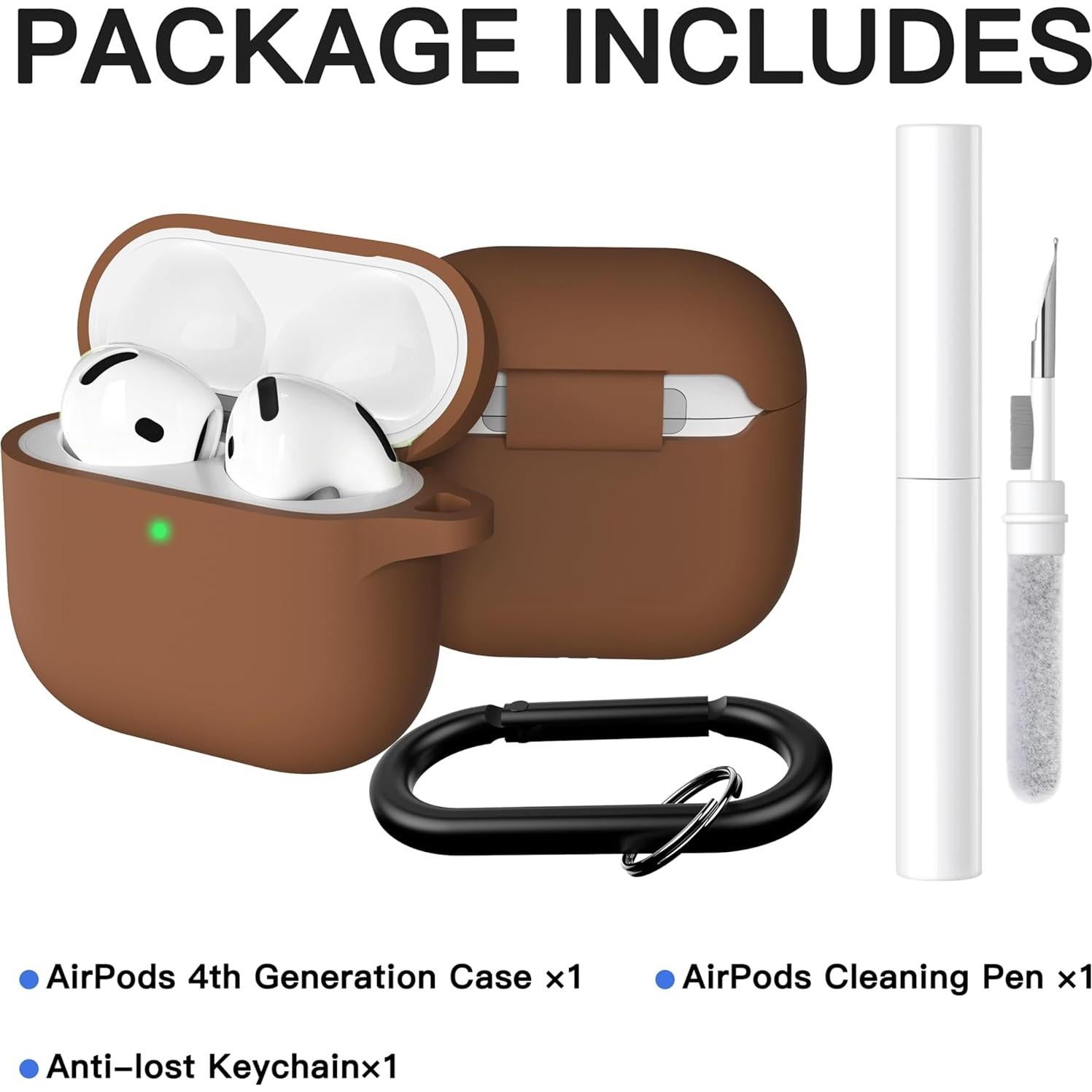 Funda Protectora de Silicona Brujula para AirPods 4 Marrón