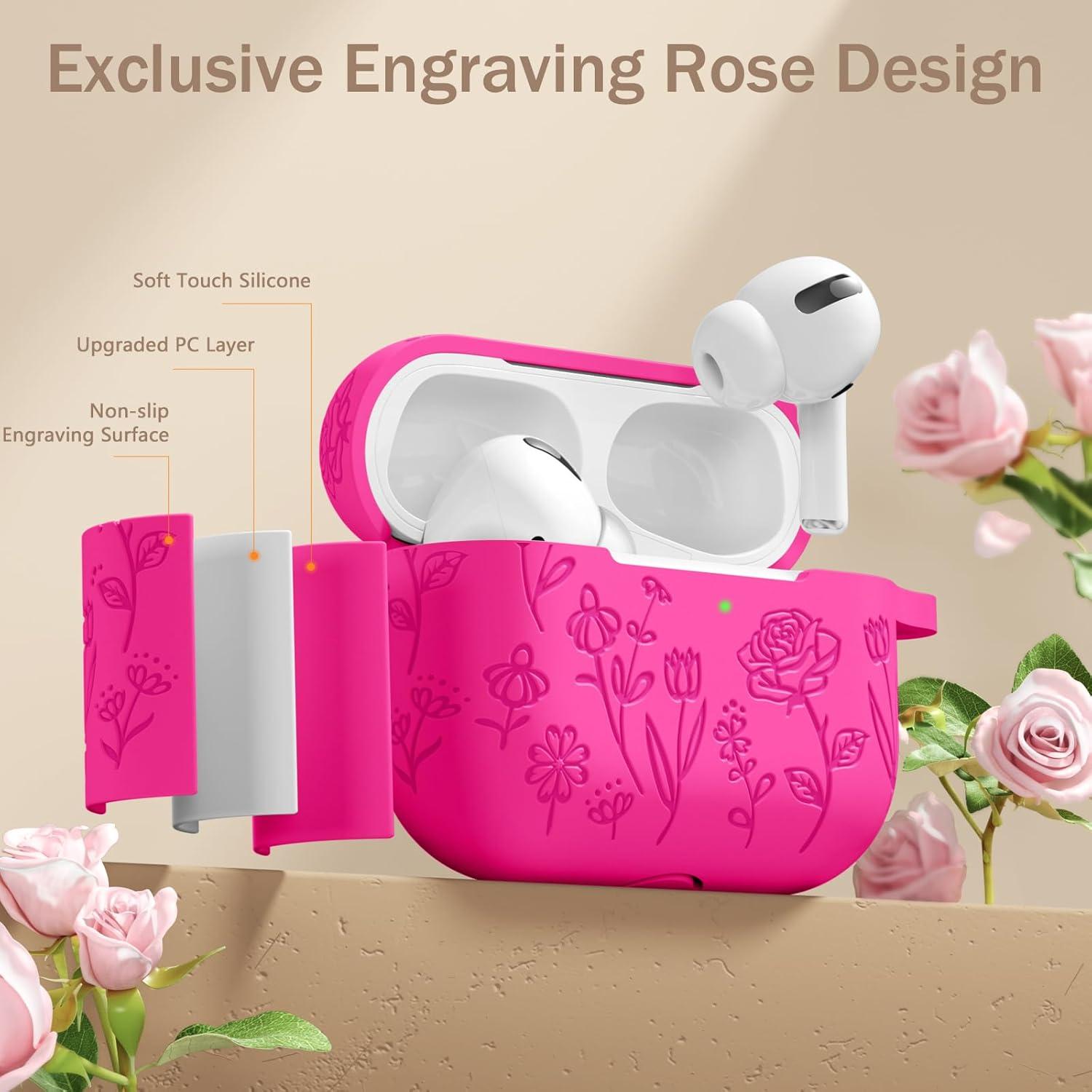 Funda Silicona Rosa para AirPods Pro 2ª/1ª DGege con Llavero