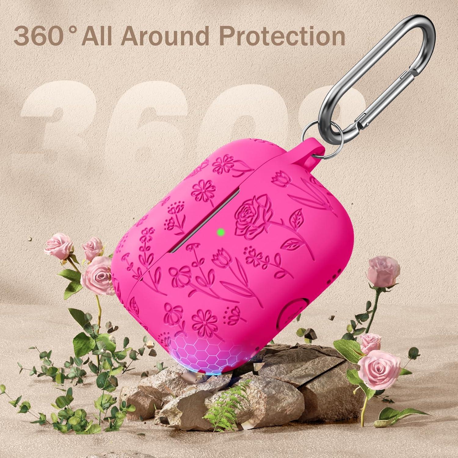 Funda Silicona Rosa para AirPods Pro 2ª/1ª DGege con Llavero