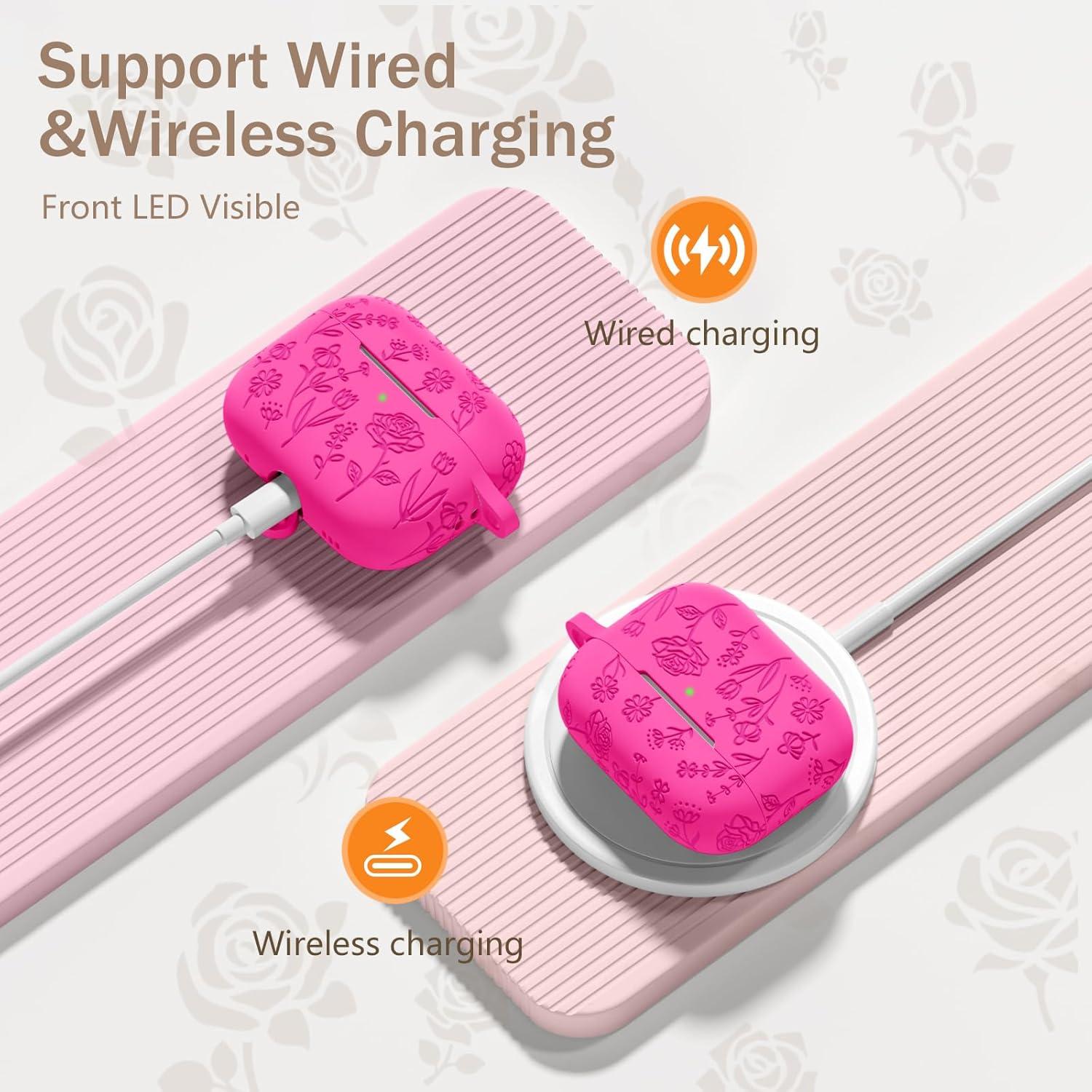 Funda Silicona Rosa para AirPods Pro 2ª/1ª DGege con Llavero