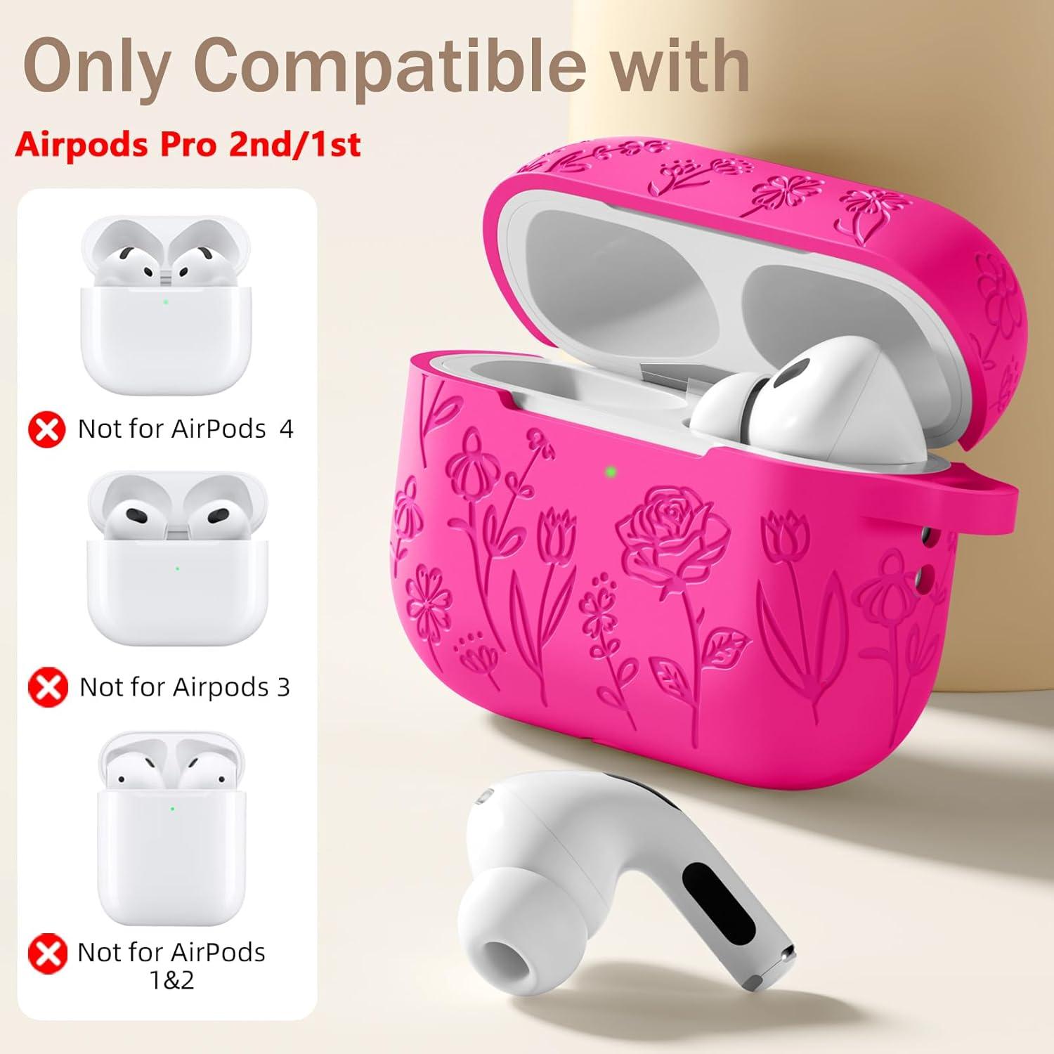 Funda Silicona Rosa para AirPods Pro 2ª/1ª DGege con Llavero