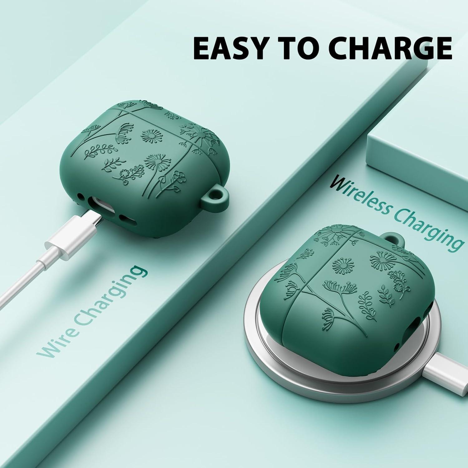 Funda de Silicona QINGQING para AirPods 4ta Generación Verde