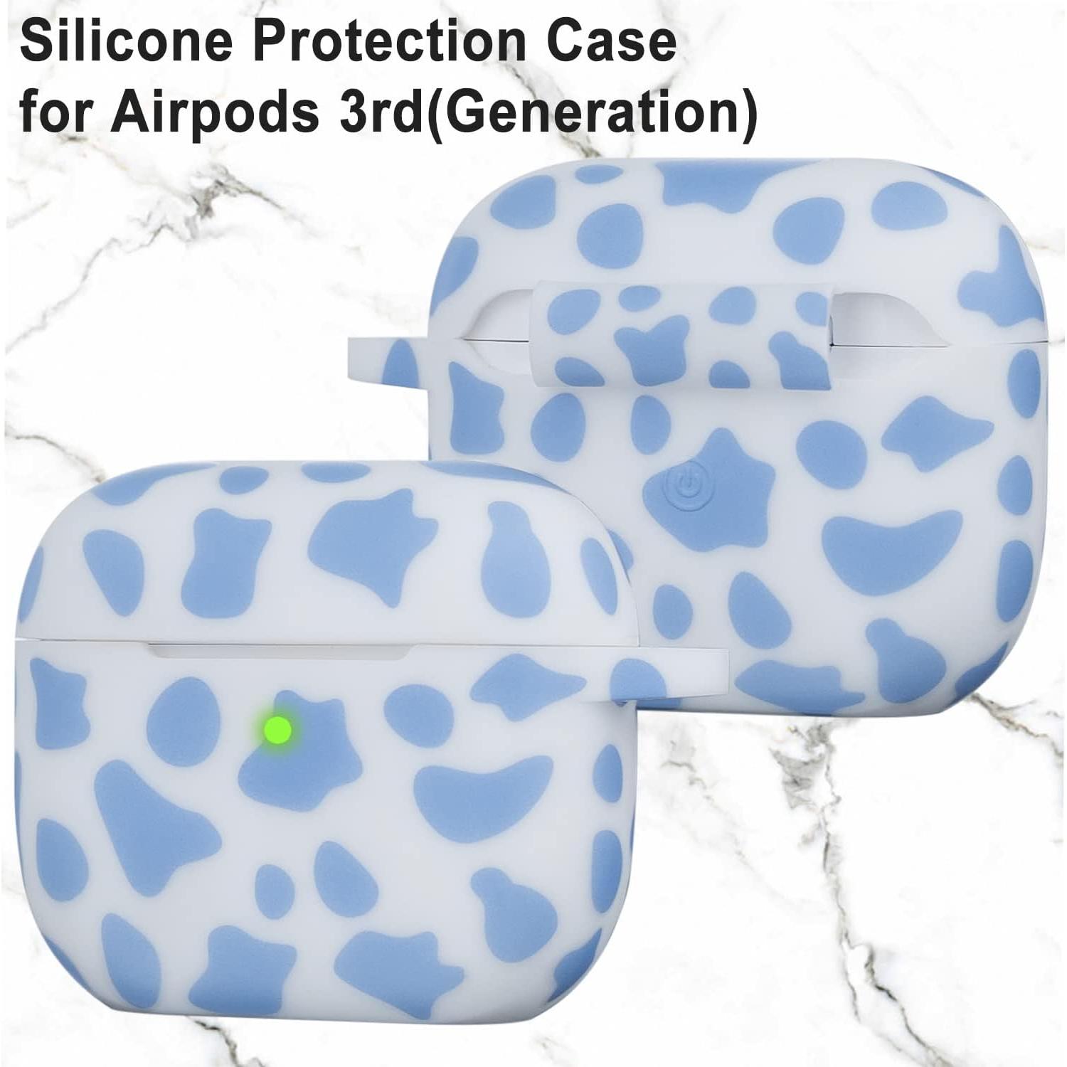 Funda de Silicona YOMPLOW para Airpods 3 Floral Azul con Llavero