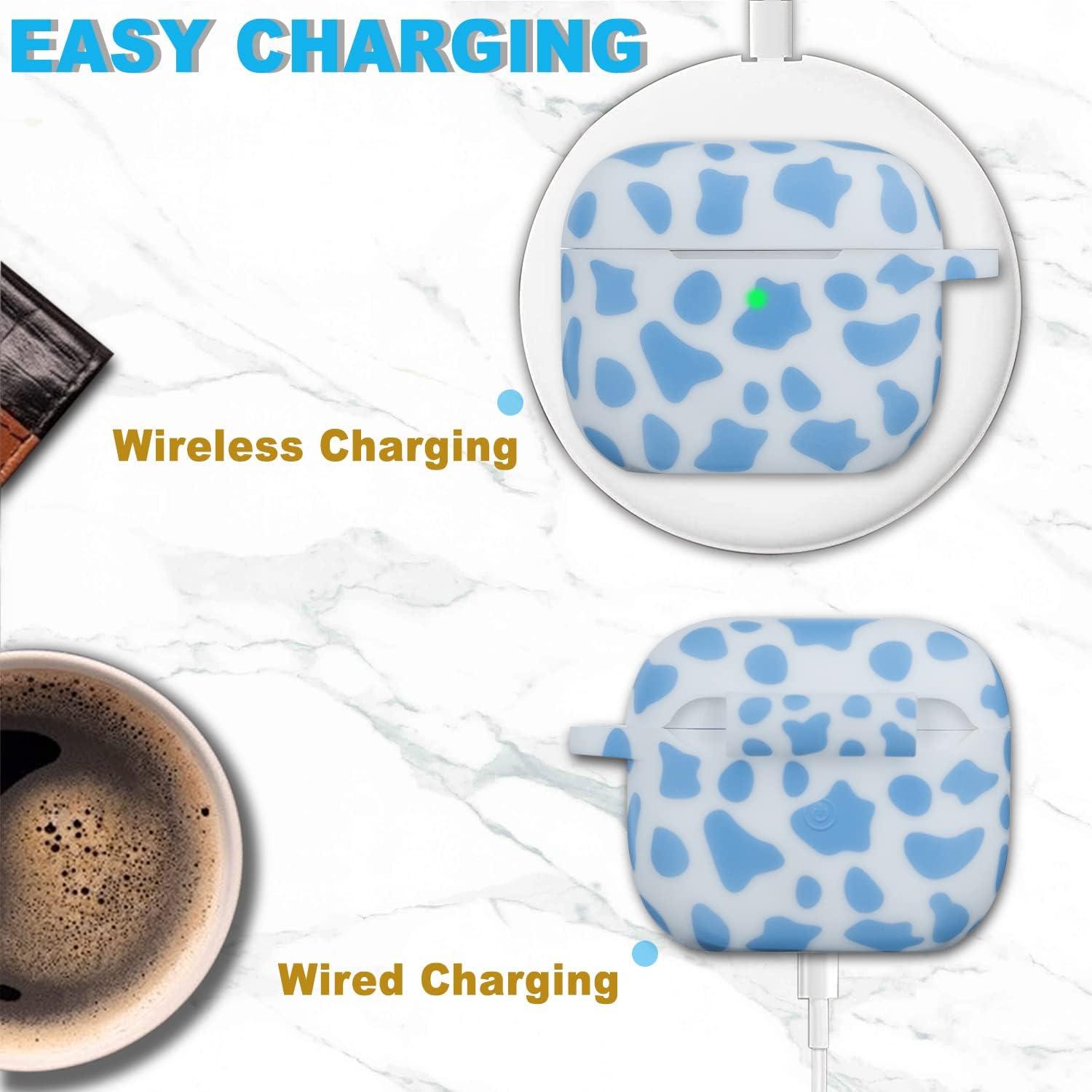 Funda de Silicona YOMPLOW para Airpods 3 Floral Azul con Llavero