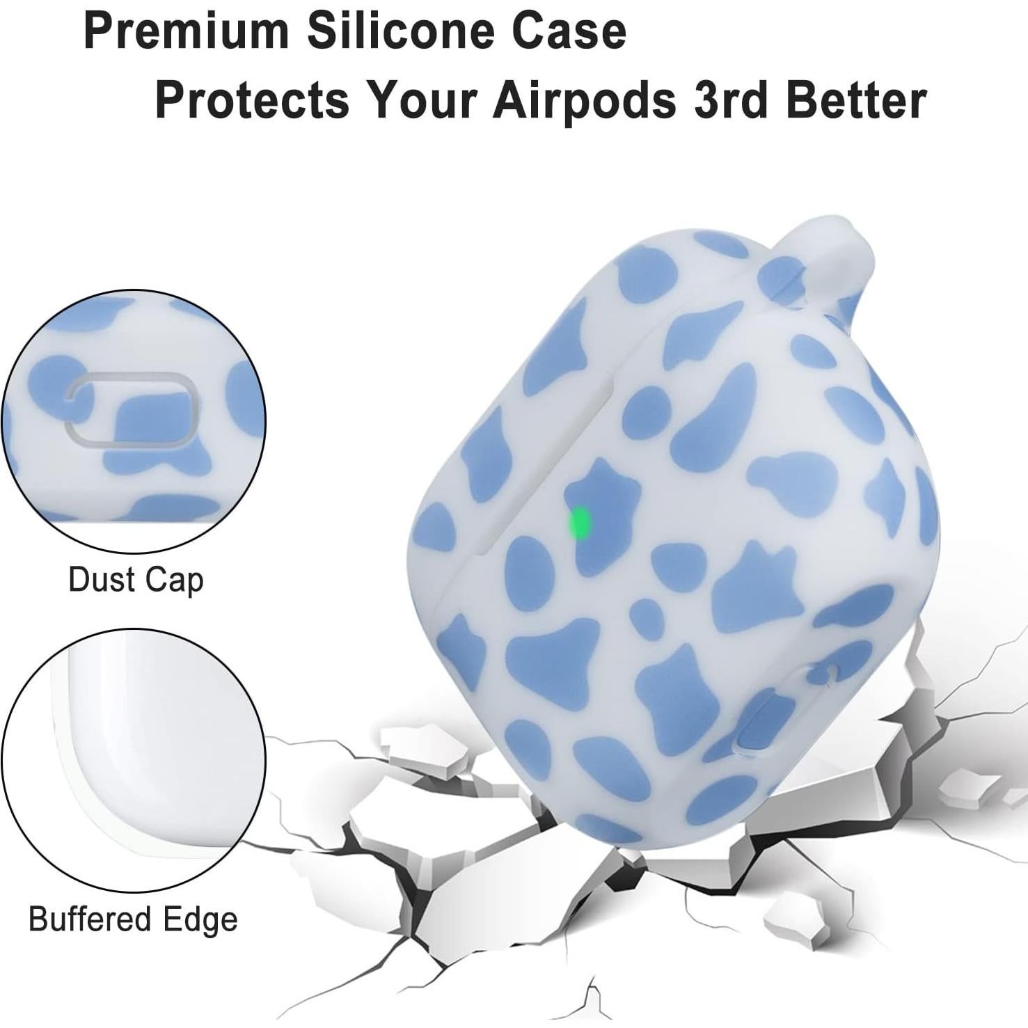 Funda de Silicona YOMPLOW para Airpods 3 Floral Azul con Llavero