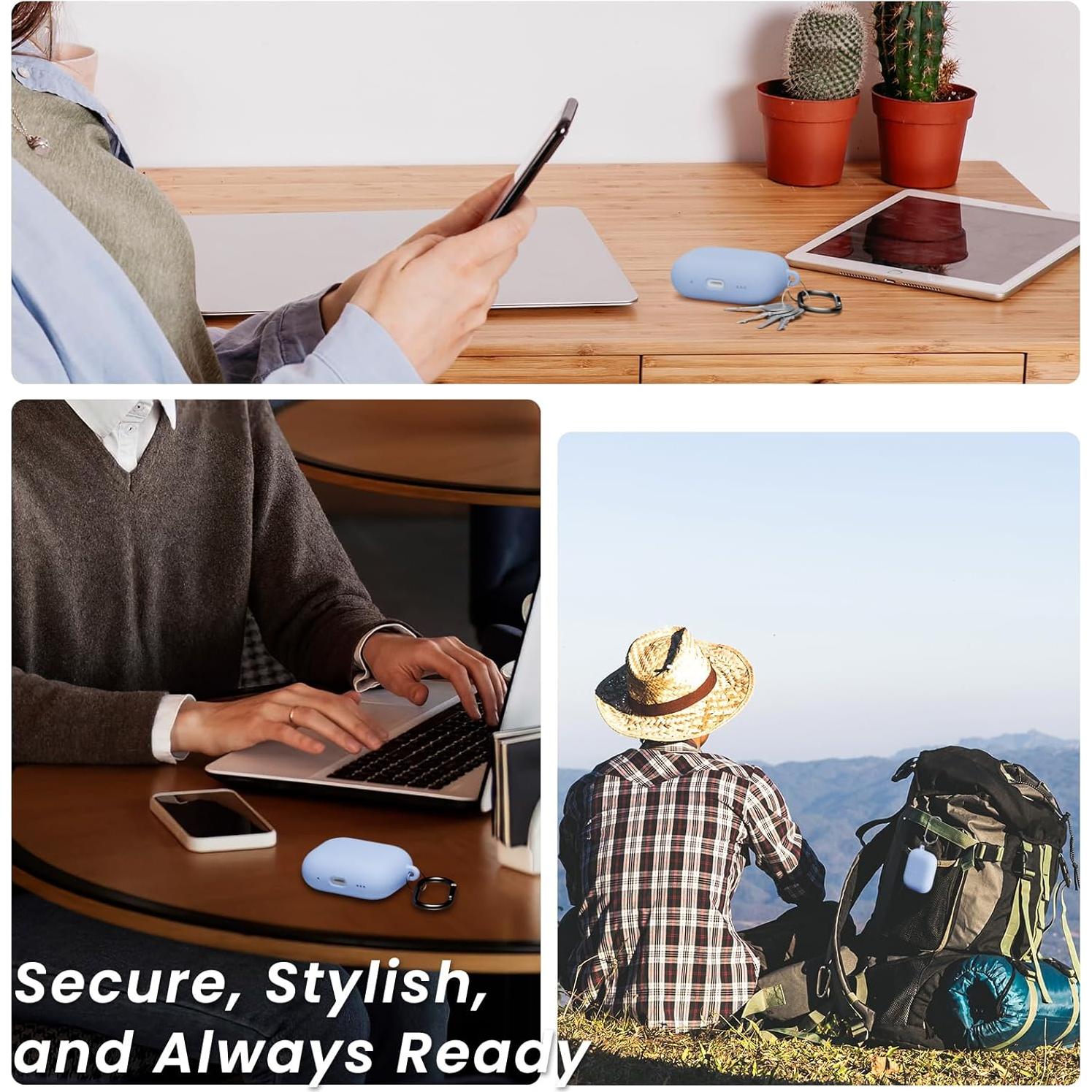 Funda de Silicona ORNARTO para AirPods Pro 1/2 - Azul Bebé