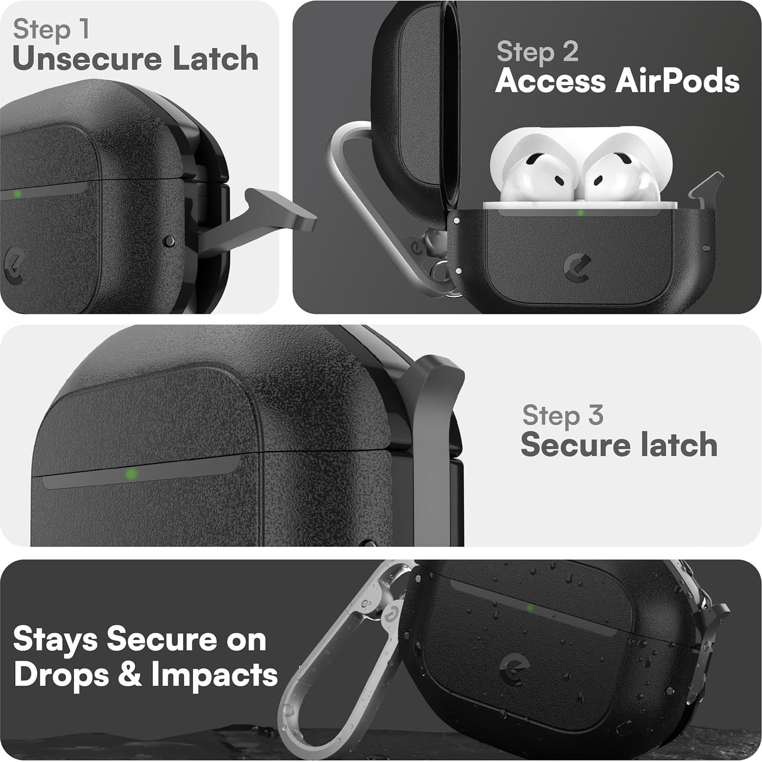 Estuche impermeable KeyBudz para AirPods 4ta generación - Negro Carbón