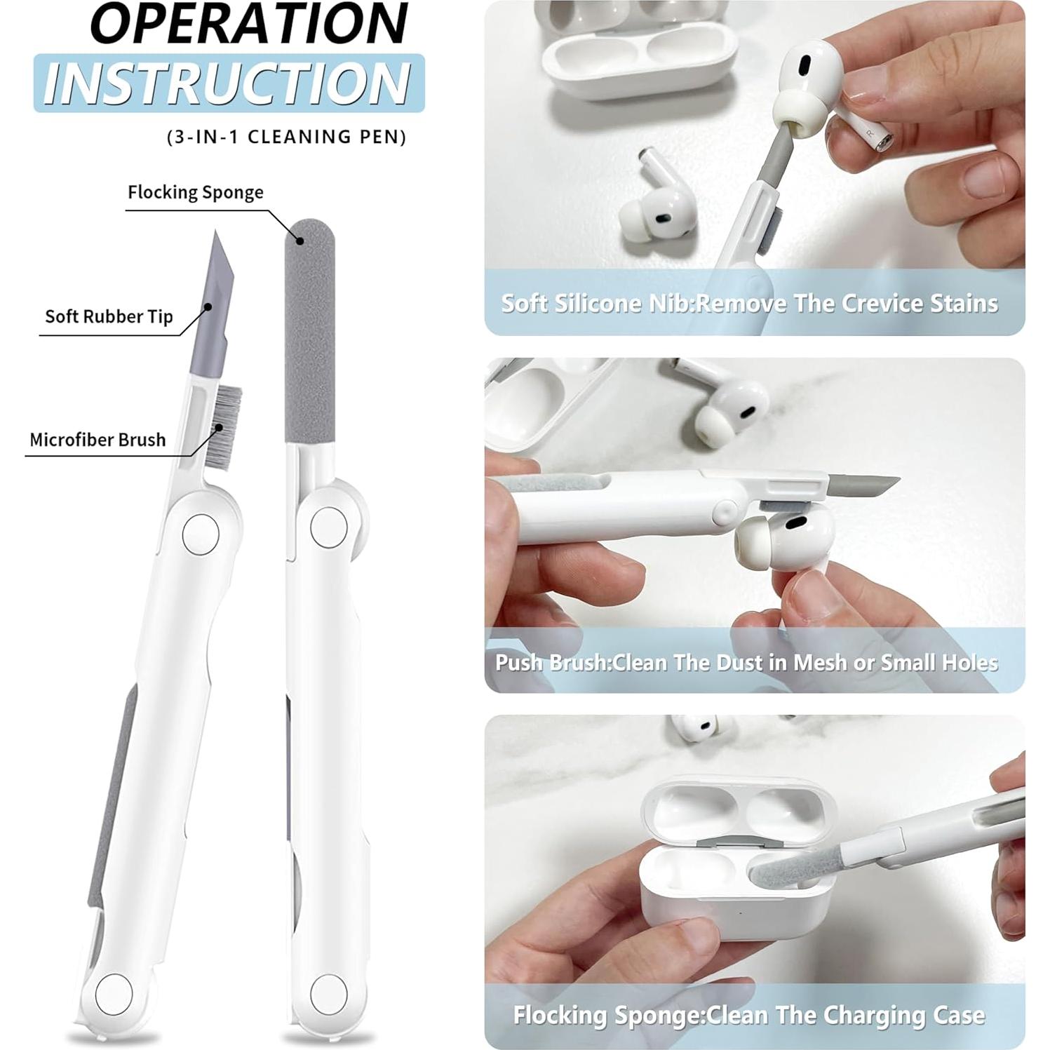 for Airpods 3rd Generation - Flower Engraved Soft Silicone Case - Cute Case with Cleaner Kit & Keychain (Black)