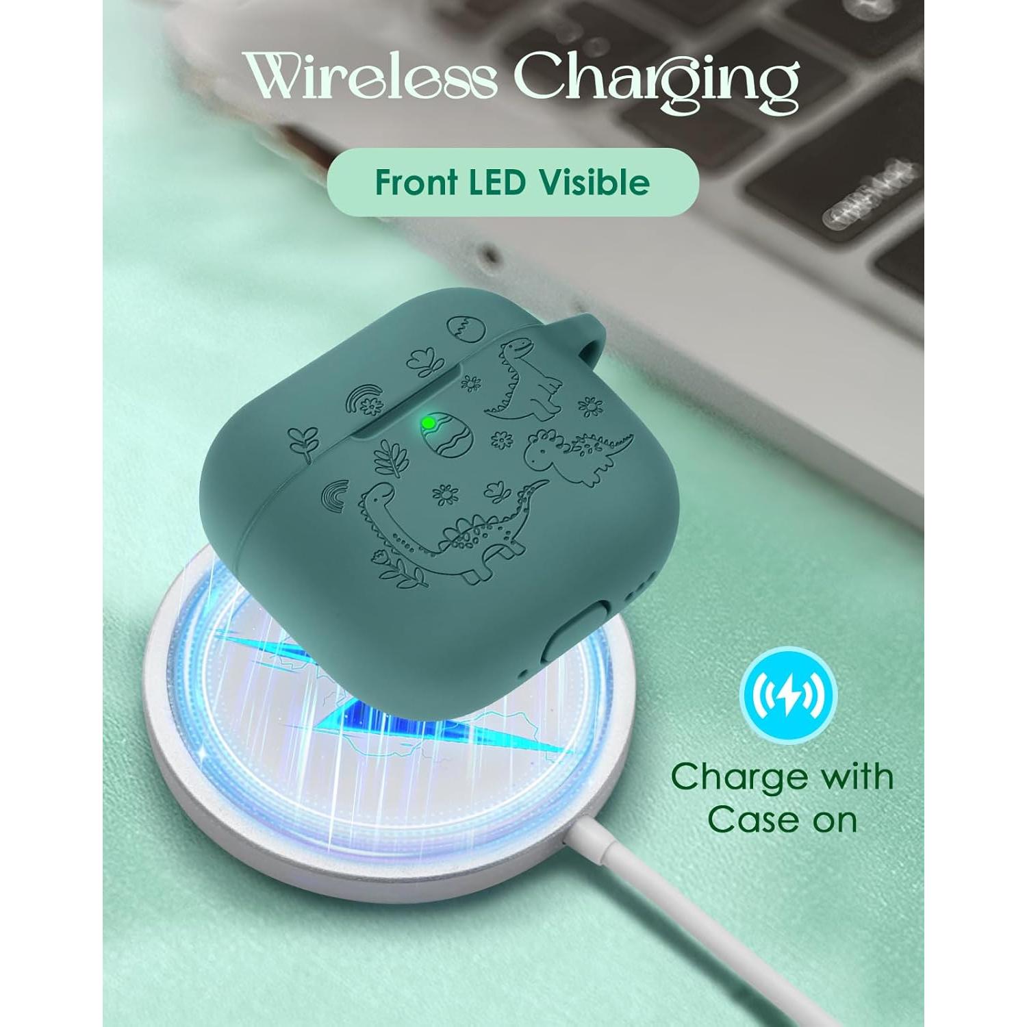 Funda Silicona 3D Boaretiu para AirPods 4 Dinosaurio Verde