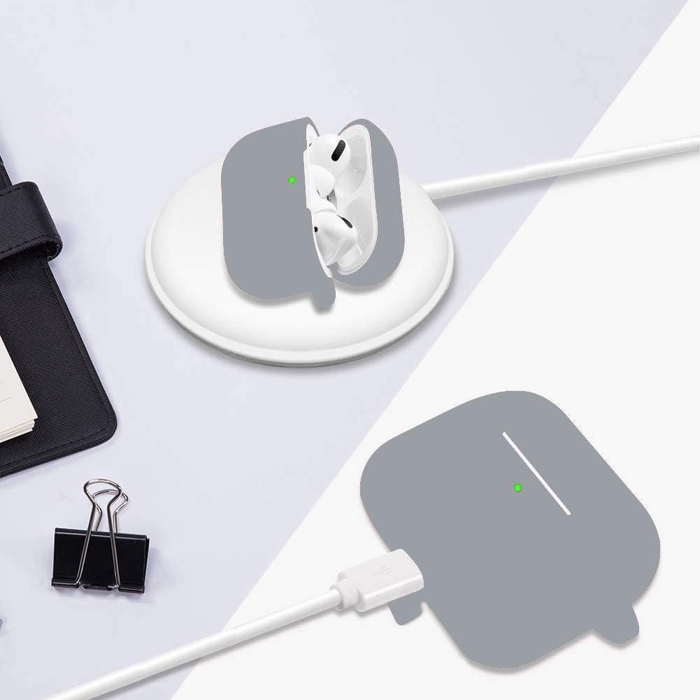 Funda Protectora Silicona Airpods Pro 2019 con Llavero Pom Pom Gris