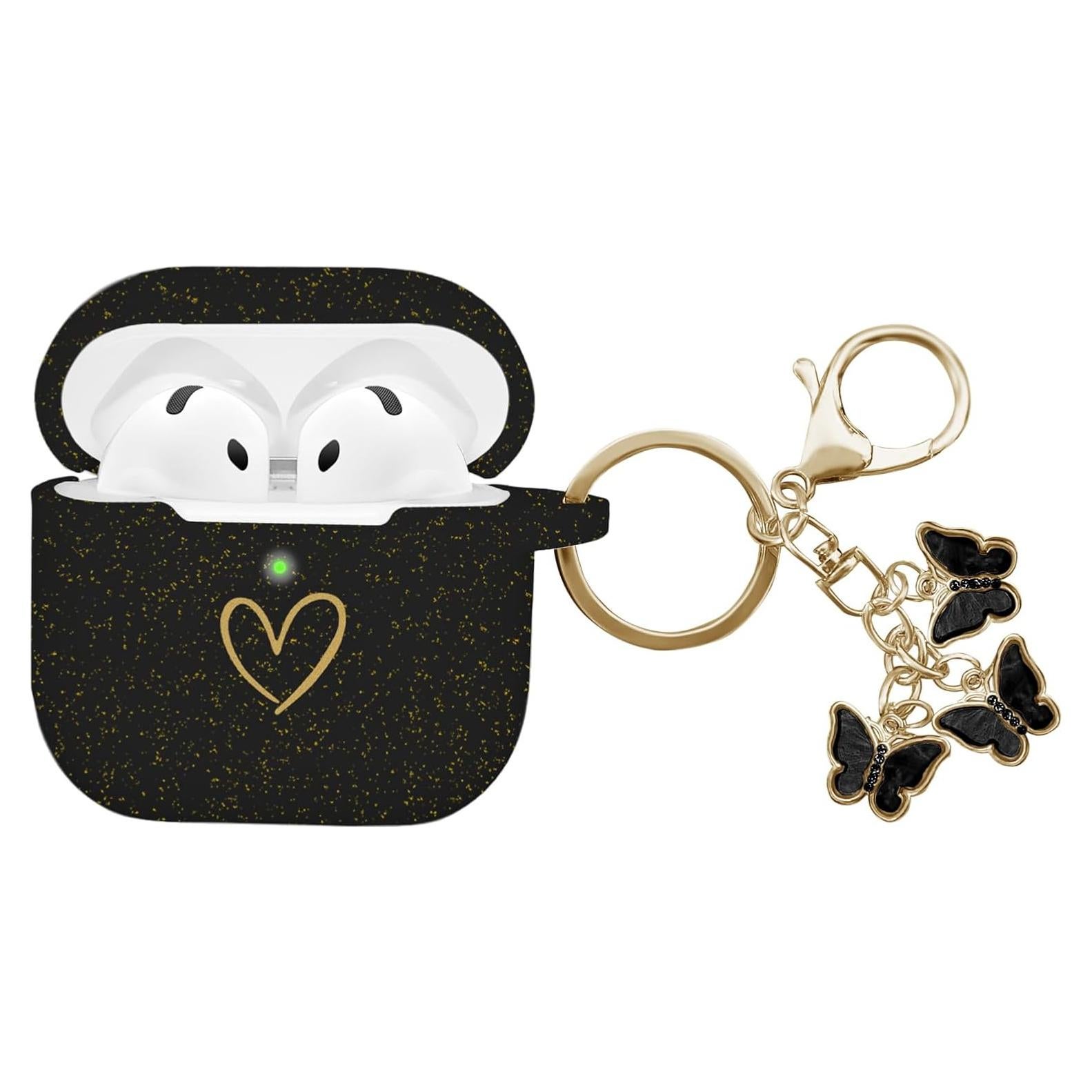 Funda de Silicona para AirPods 4 AIIEKZ con Llavero Mariposa