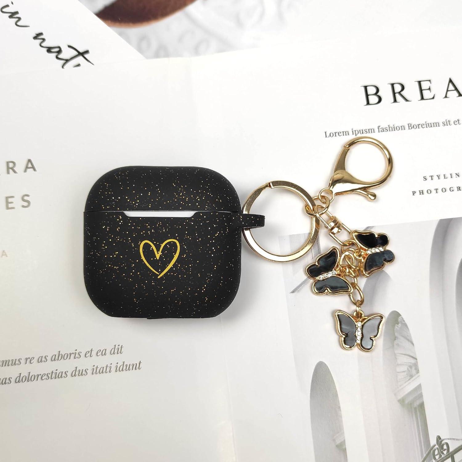 Funda de Silicona para AirPods 4 AIIEKZ con Llavero Mariposa