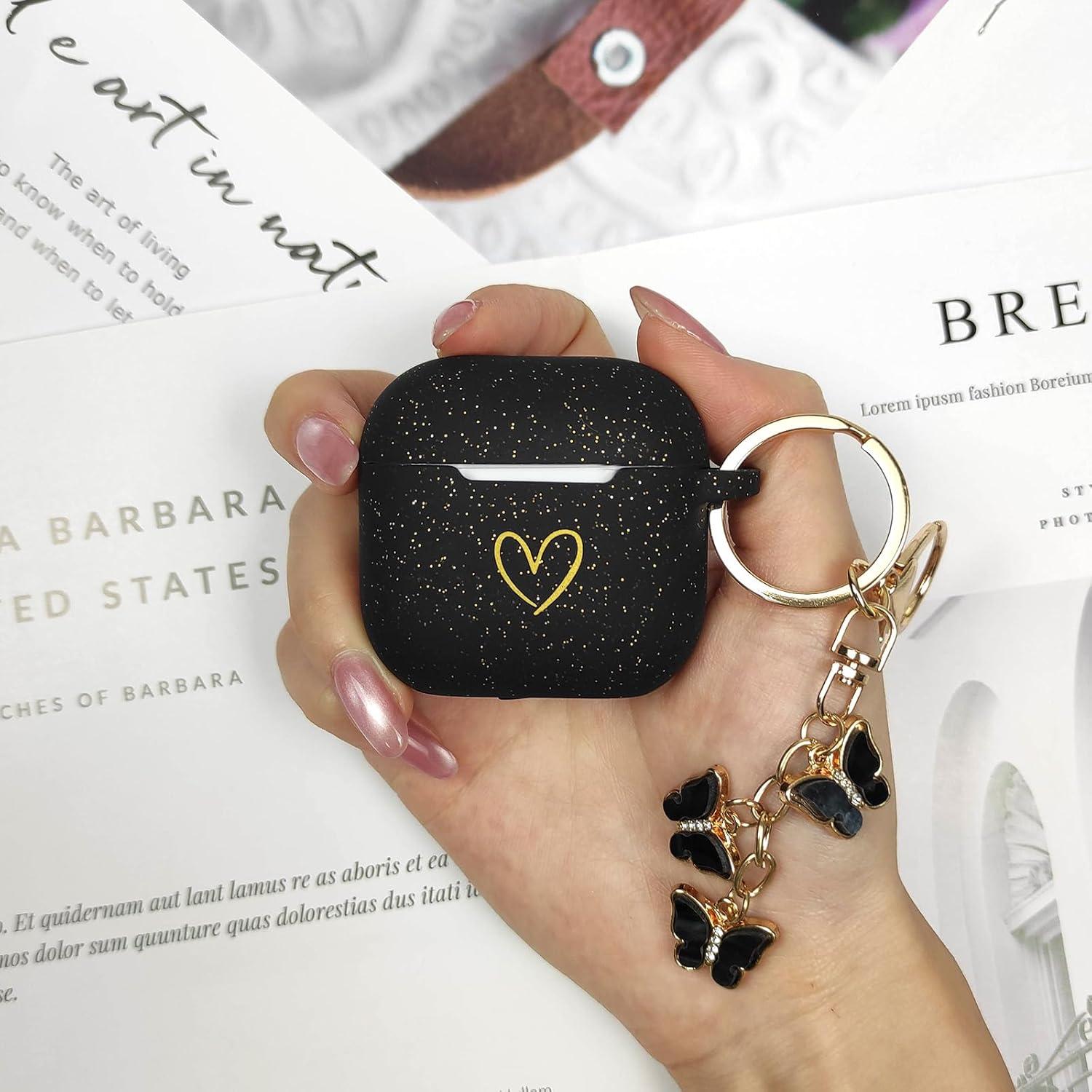 Funda de Silicona para AirPods 4 AIIEKZ con Llavero Mariposa