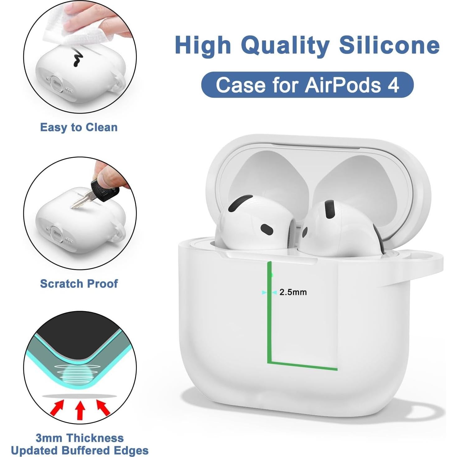 Funda de Silicona para AirPods 4 Vanjua con Kit de Limpieza