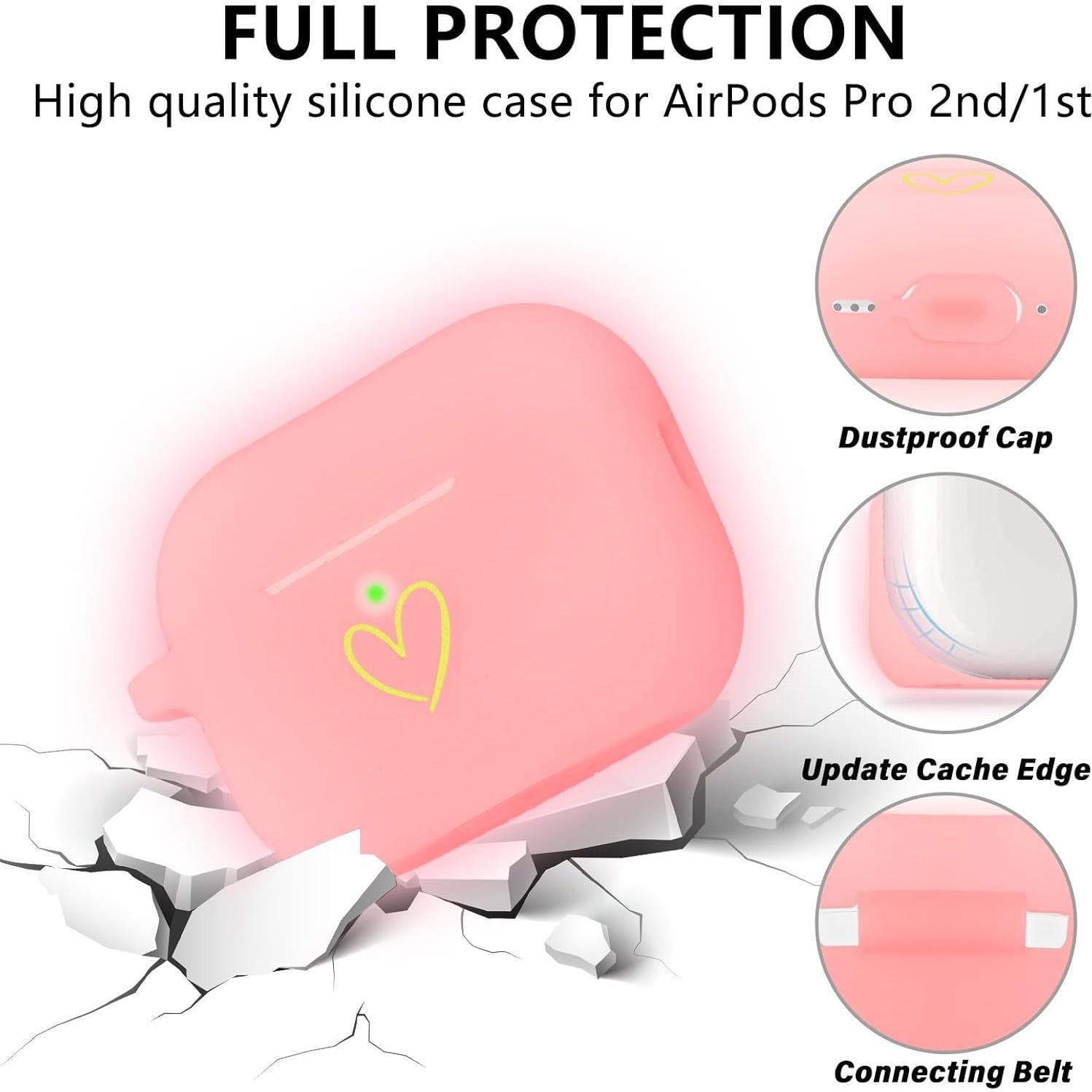 Funda de Silicona Rosa Brillante para AirPods Pro 2 AIIEKZ