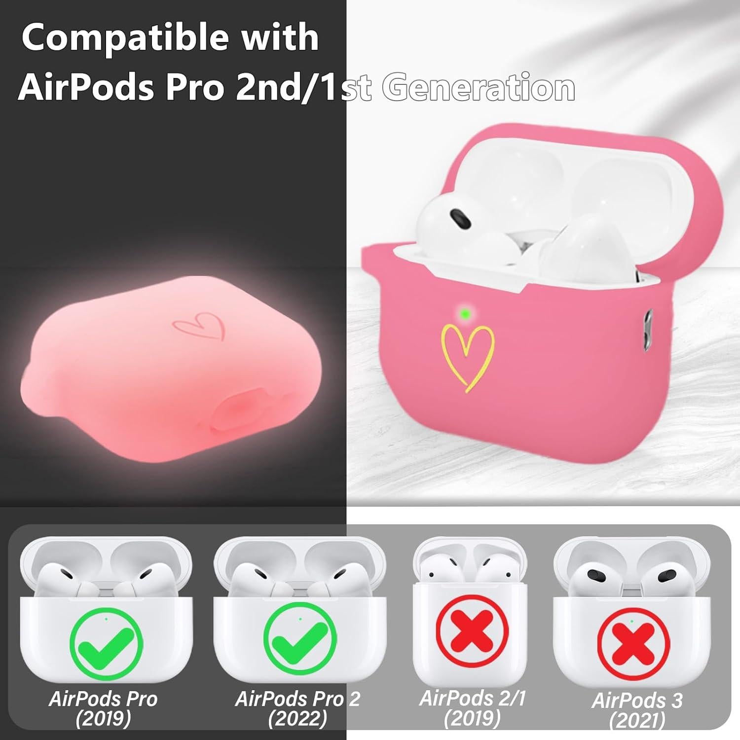 Funda de Silicona Rosa Brillante para AirPods Pro 2 AIIEKZ