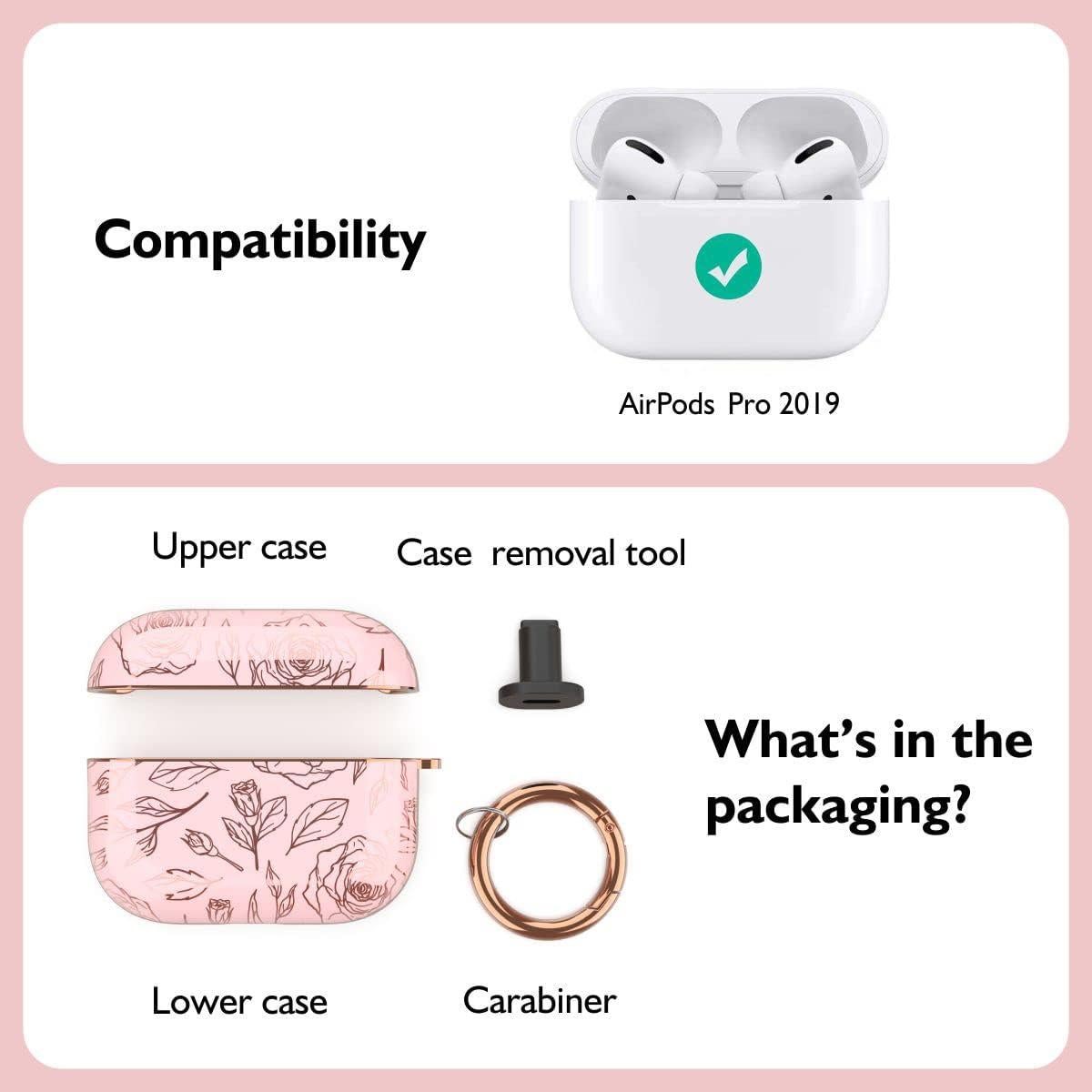 Funda TATOFY para AirPods Pro 2019 - Dorado Rosa, Protección Completa